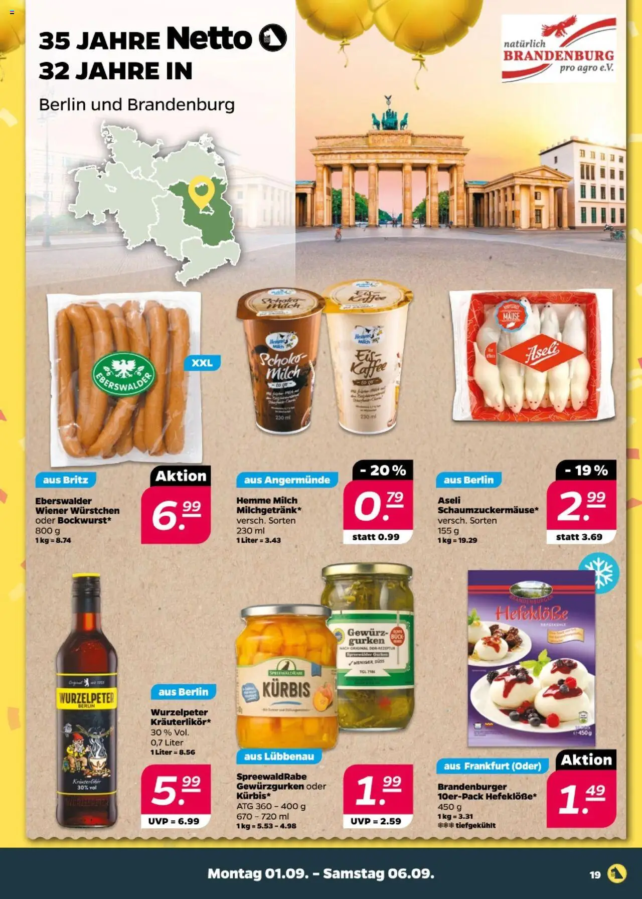 Netto Prospekt 	 - gültig ab dem 01.09.2025 | Seite: 19 | Produkte: Wiener wurstchen, Milch, Kaffee, Kürbis