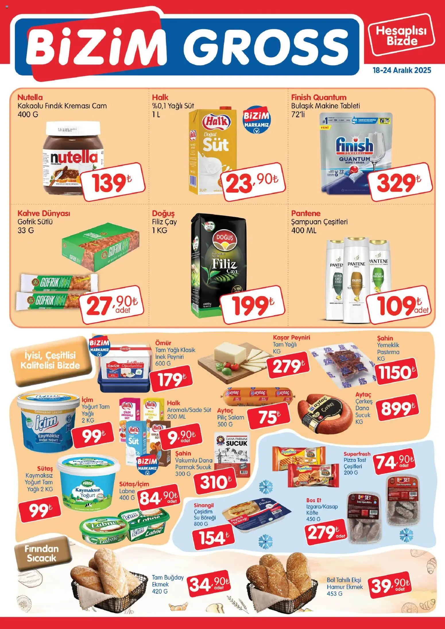 Bizim Toptan - Bizim Gross Fırsat Bülteni - 18.12.2025 tarihinden itibaren geçerlidir | Sayfa: 2 | Ürünler: Şampuan, Yoğurt, Ekmek, Pizza