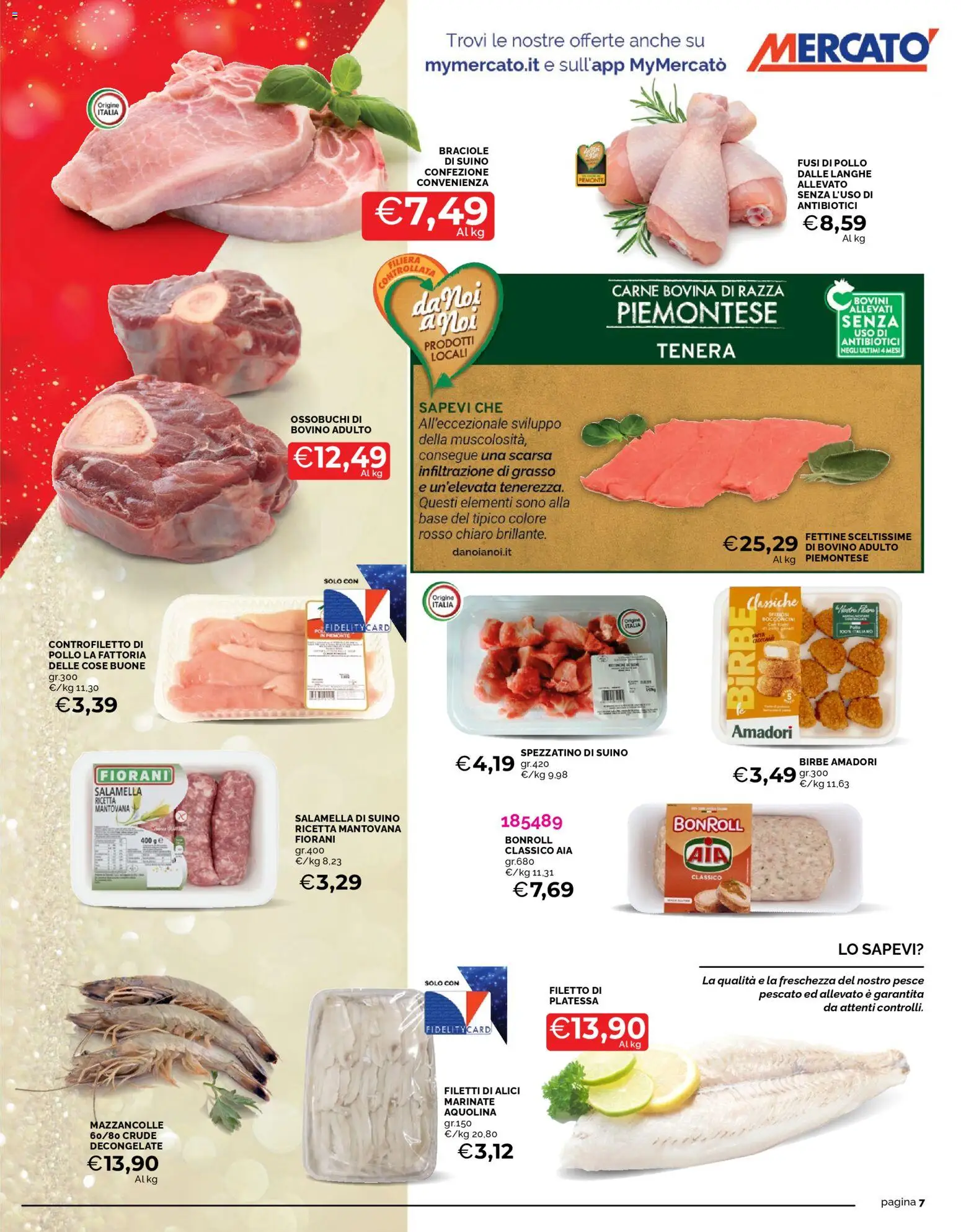 Volantino Mercatò del 04.12.2025 | Pagina: 7 | Prodotti: Bovino, Pollo, Suino, Alici