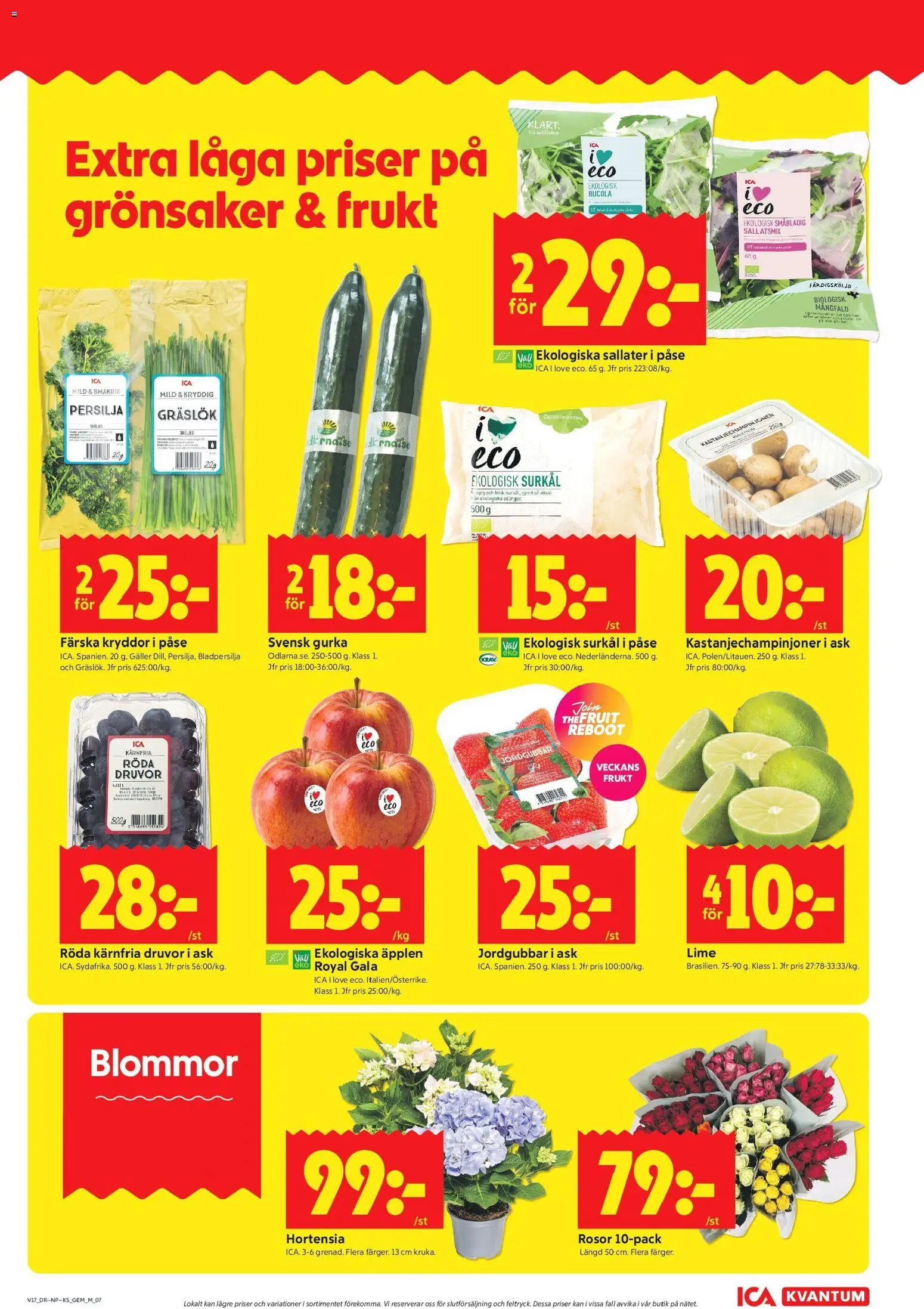 ICA Kvantum reklamblad aktuell från 20.04.2026 | Sida: 7 | Produkter: Gräslök, Jordgubbar, Lime, Gurka