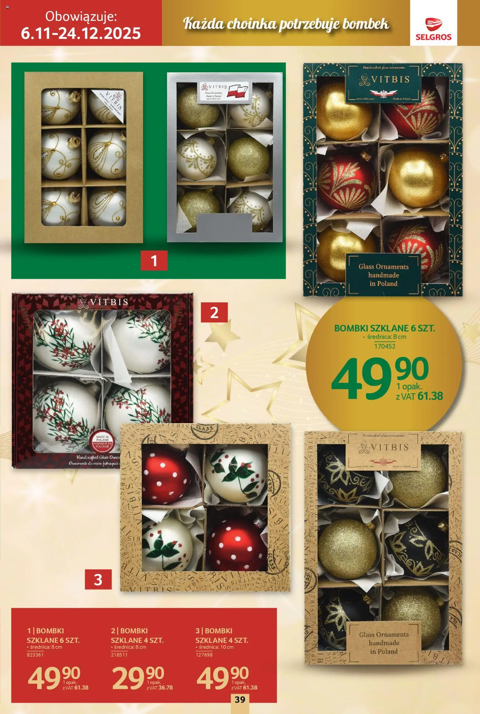 Selgros cash&carry Gazetka - Boże Narodzenie od 06.11.2025 | Strona: 39 | Produkty: Choinka