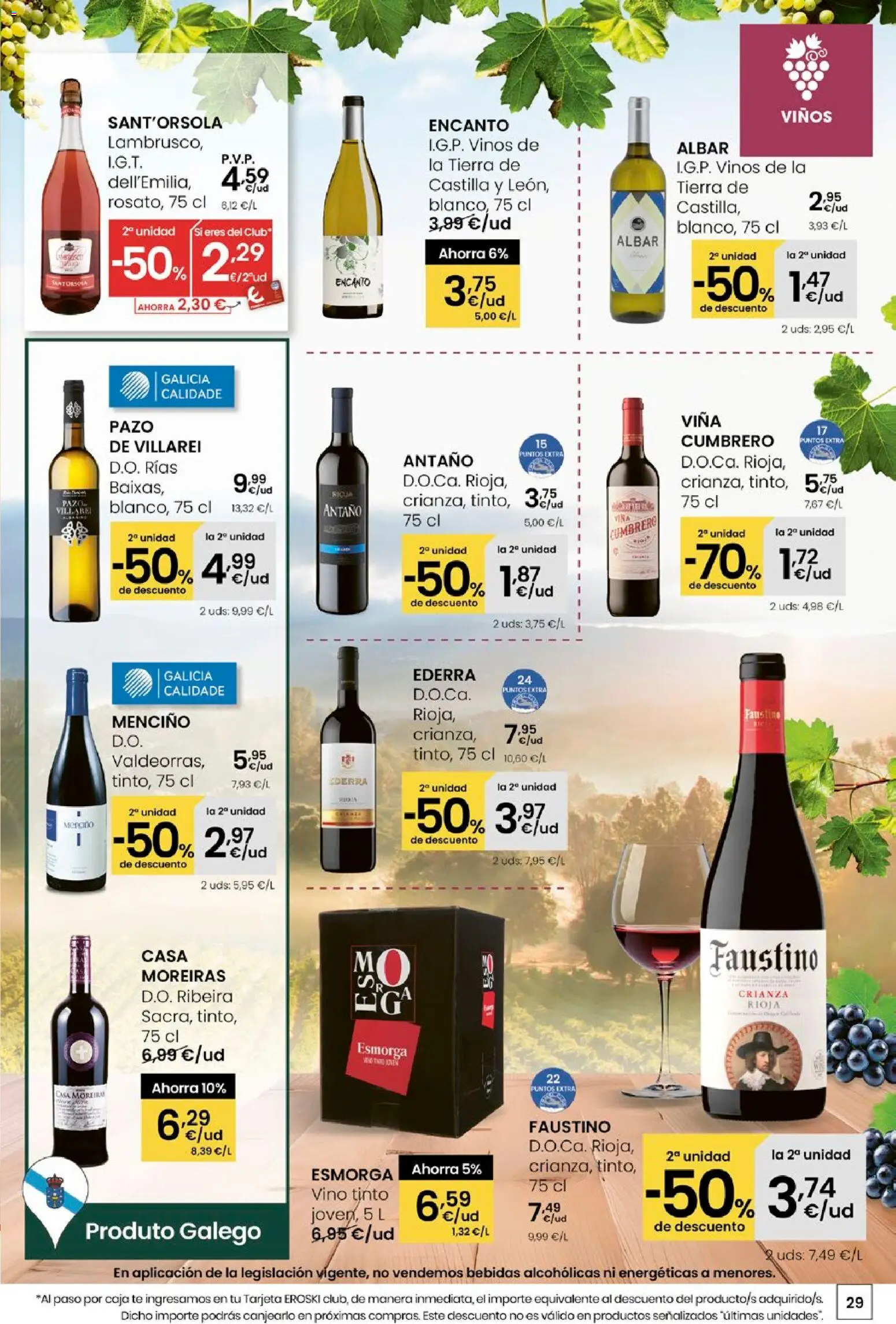 Eroski - Quen ben te quere farache aforrar │ válido desde el 15.01.2026 | Página: 29 | Productos: Vino, Té, Caja