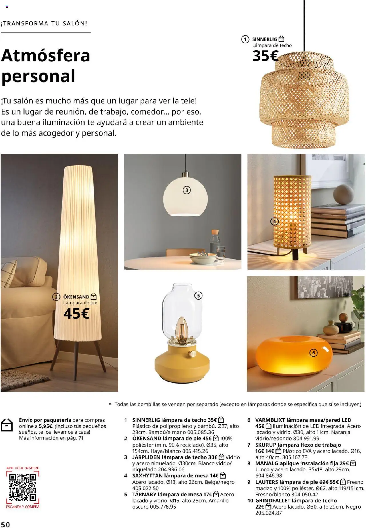 Catálogo IKEA Accesorios y decoración │ válido desde el 04.02.2025 | Página: 50 | Productos: Lámpara de techo, Té, Mesa, Lámpara