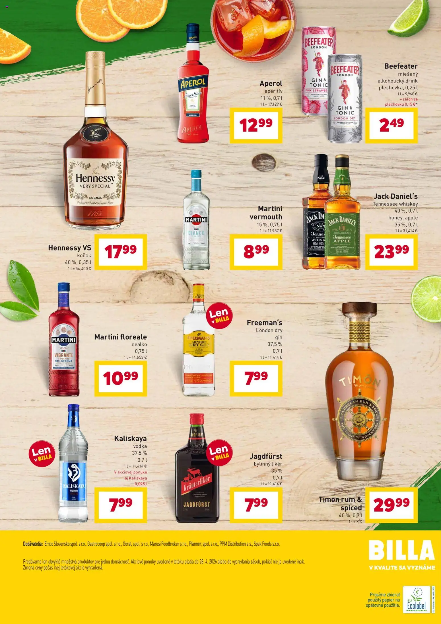 Nové Billa akcie – leták je platný od 07.04.2026 | Strana: 18 | Produkty: Beefeater, Apple, Aperitív, Koňak