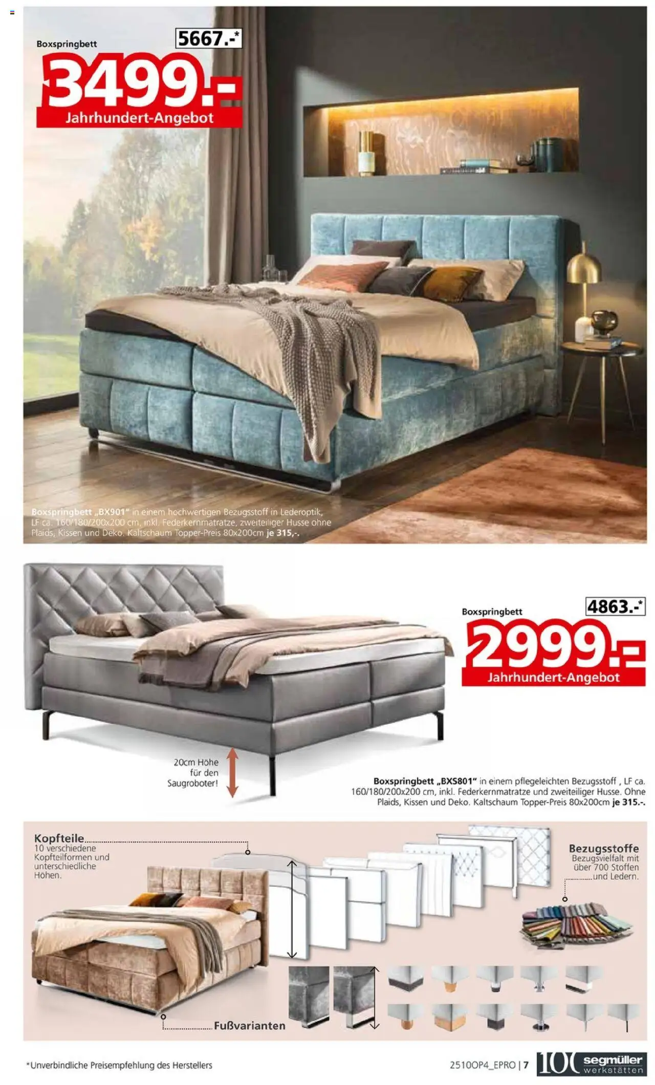 Segmüller Betten gefertigt in Bayern – gültig ab 17.10.2025 | Seite: 7 | Produkte: Kissen, Boxspringbett