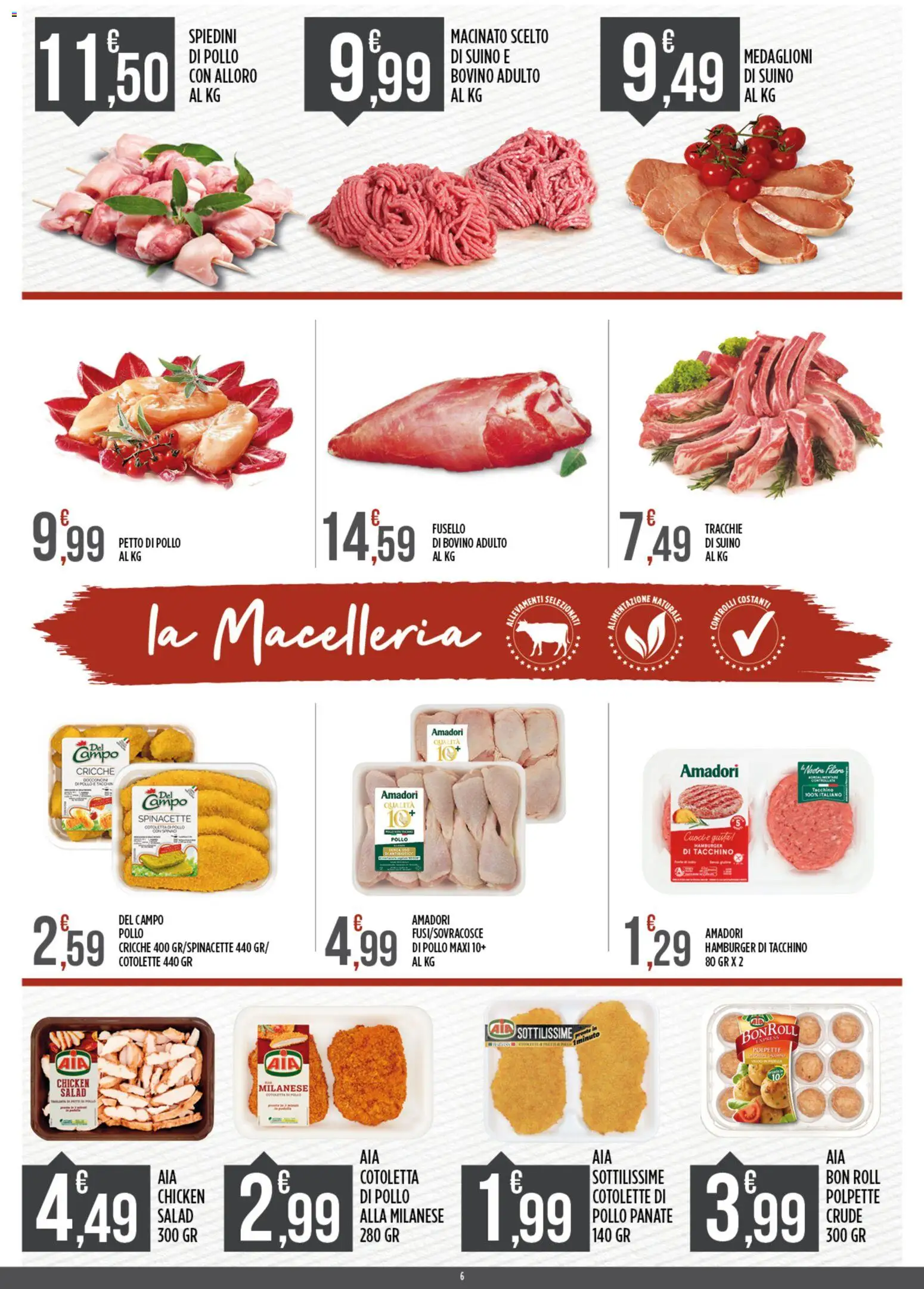 Volantino Euroesse del 09.03.2026 | Pagina: 6 | Prodotti: Petto di Pollo, Suino, Polpette, Macinato