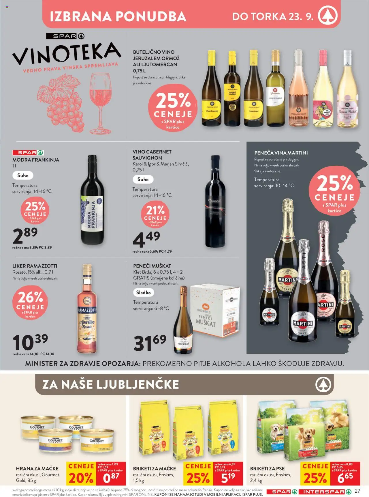 Novi Spar katalog ponudbe – veljaven od 17.09.2025 | Stran: 31 | Izdelki: Hrana za mačke, Vino