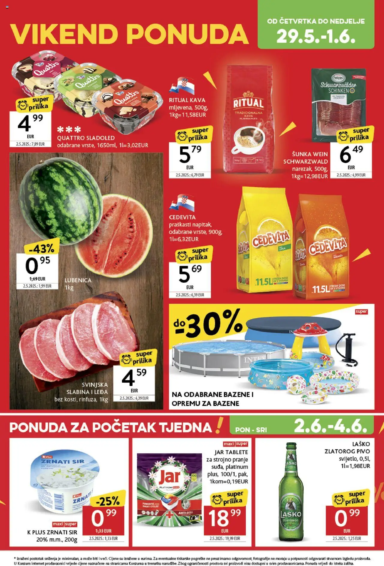 Konzum katalog | vrijedi od 28.05.2025 | Stranica: 38 | Proizvodi: Šunka, Laško, Sladoled, Jar tablete