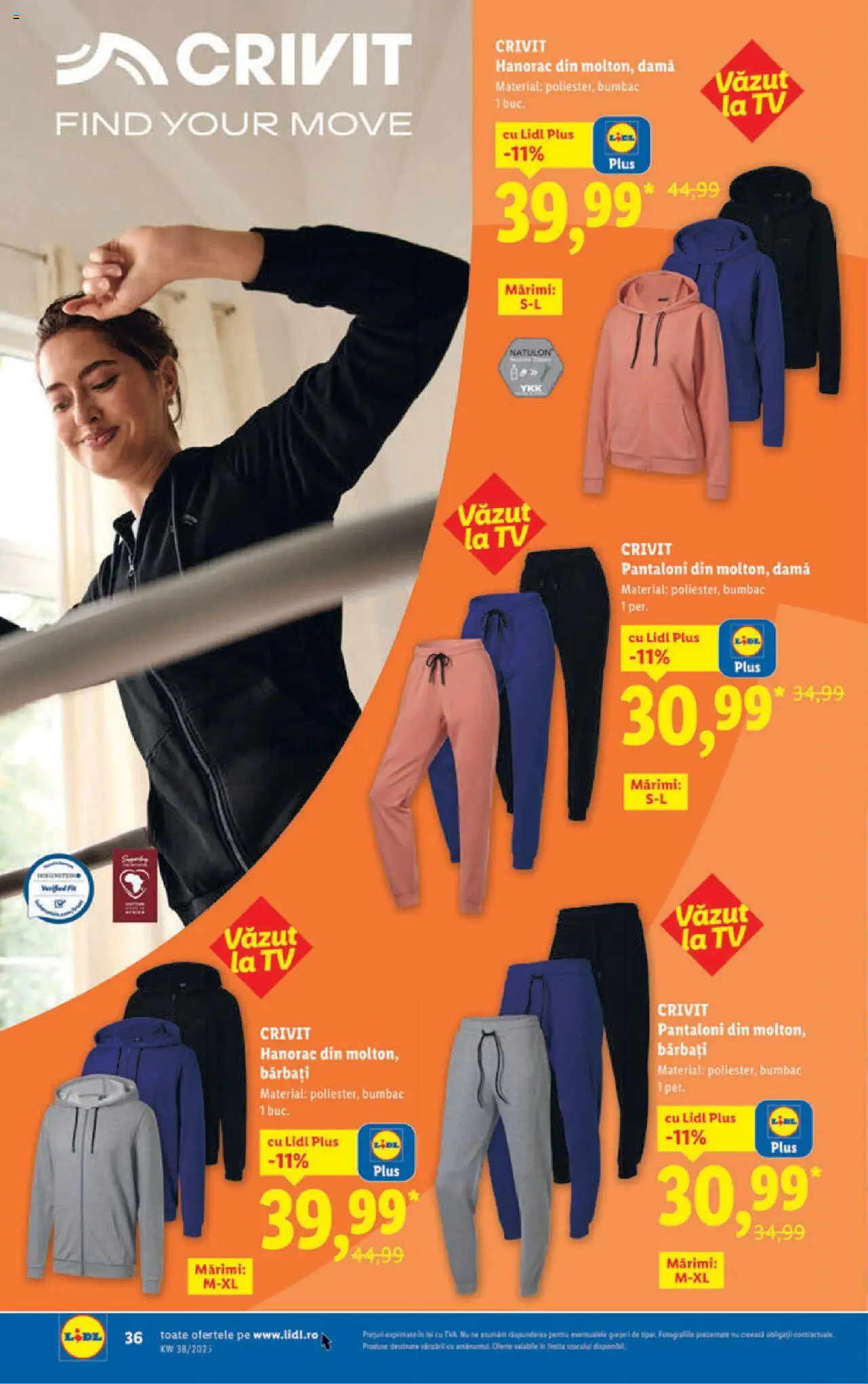 Noul catalog Lidl – valabil de la 15.09.2025 | Pagină: 36 | Produse: Pantaloni, Keşe