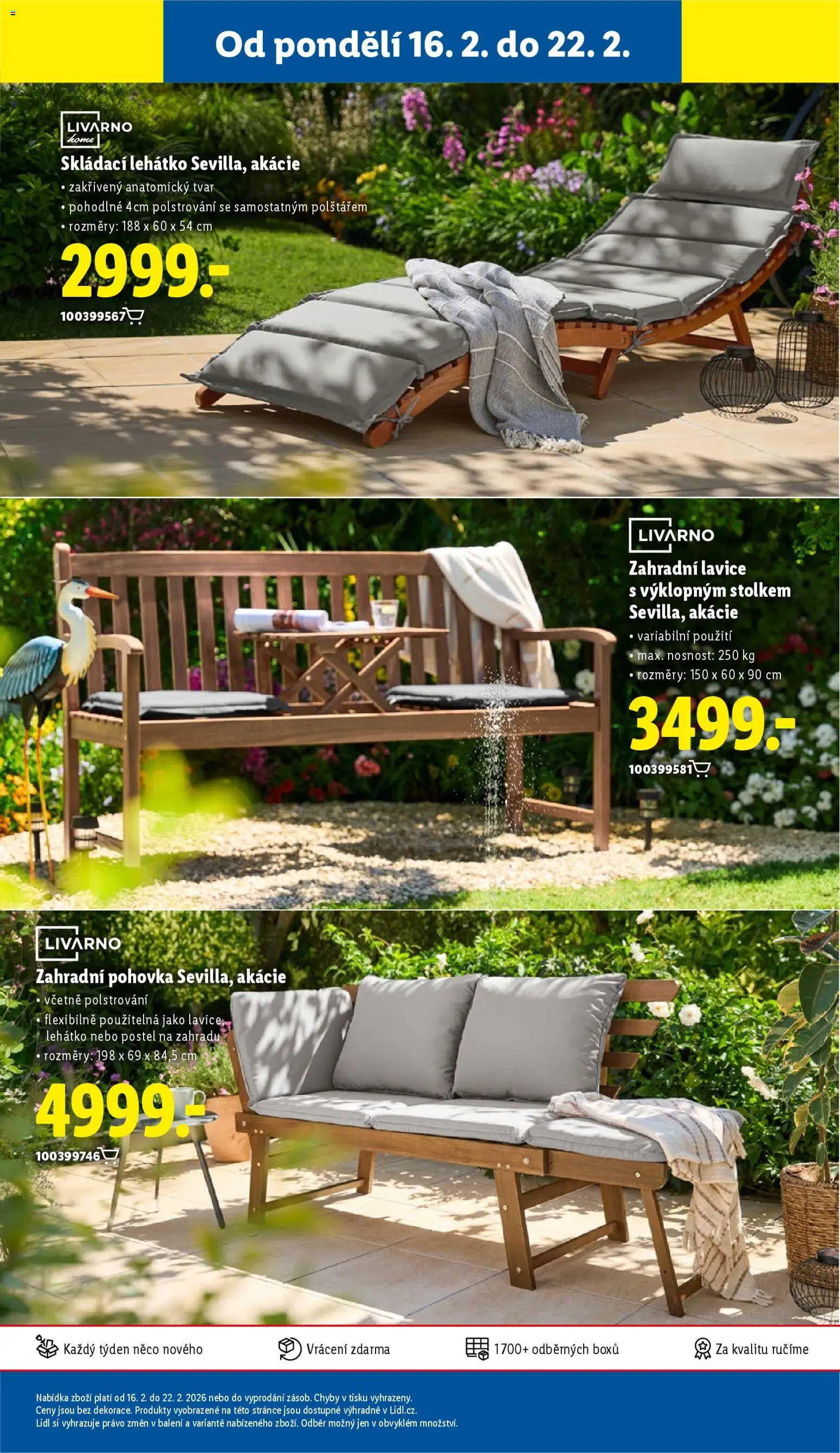 Lidl leták od 19.02.2026 | Strana: 29 | Produkty: Zahradní lavice, Postel, Pohovka, Lavice