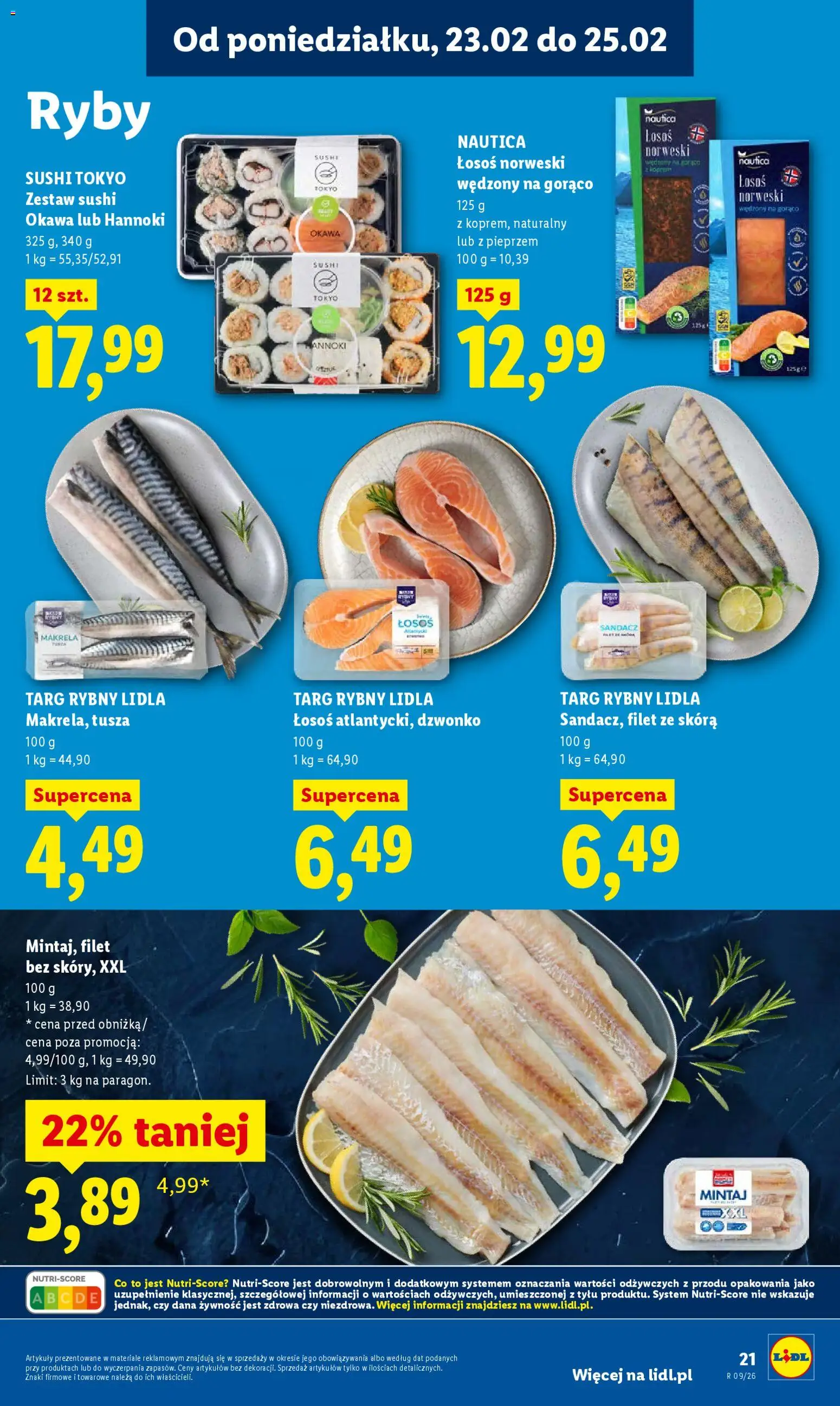 Lidl Polsko leták od 23.02.2026 | Strana: 21 | Produkty: Ryby, Losos, Makrela, Filet