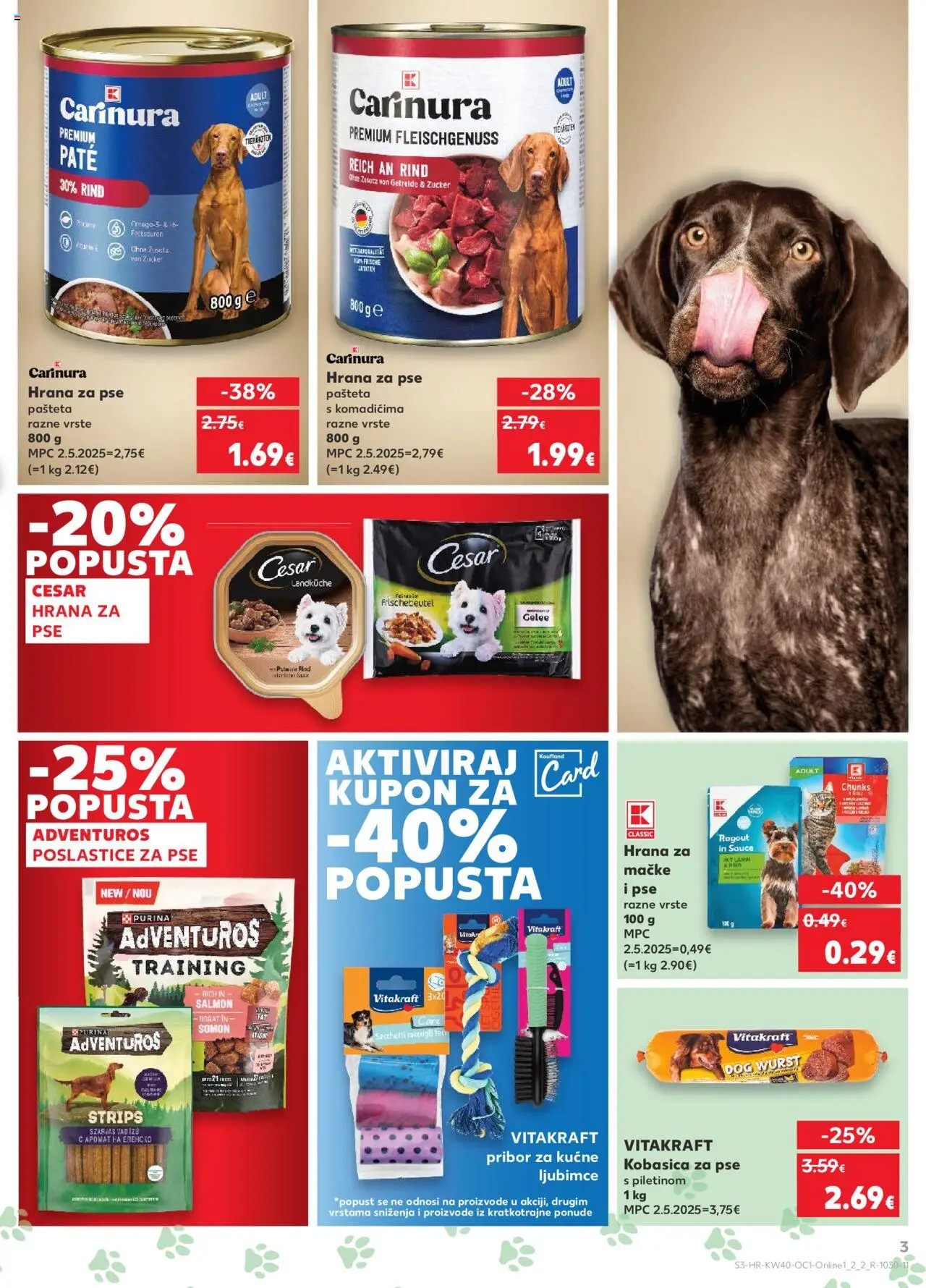 Kaufland katalog | vrijedi od 01.10.2025 | Stranica: 3 | Proizvodi: Hrana za pse, Pašteta, Hrana za mačke, Kobasica
