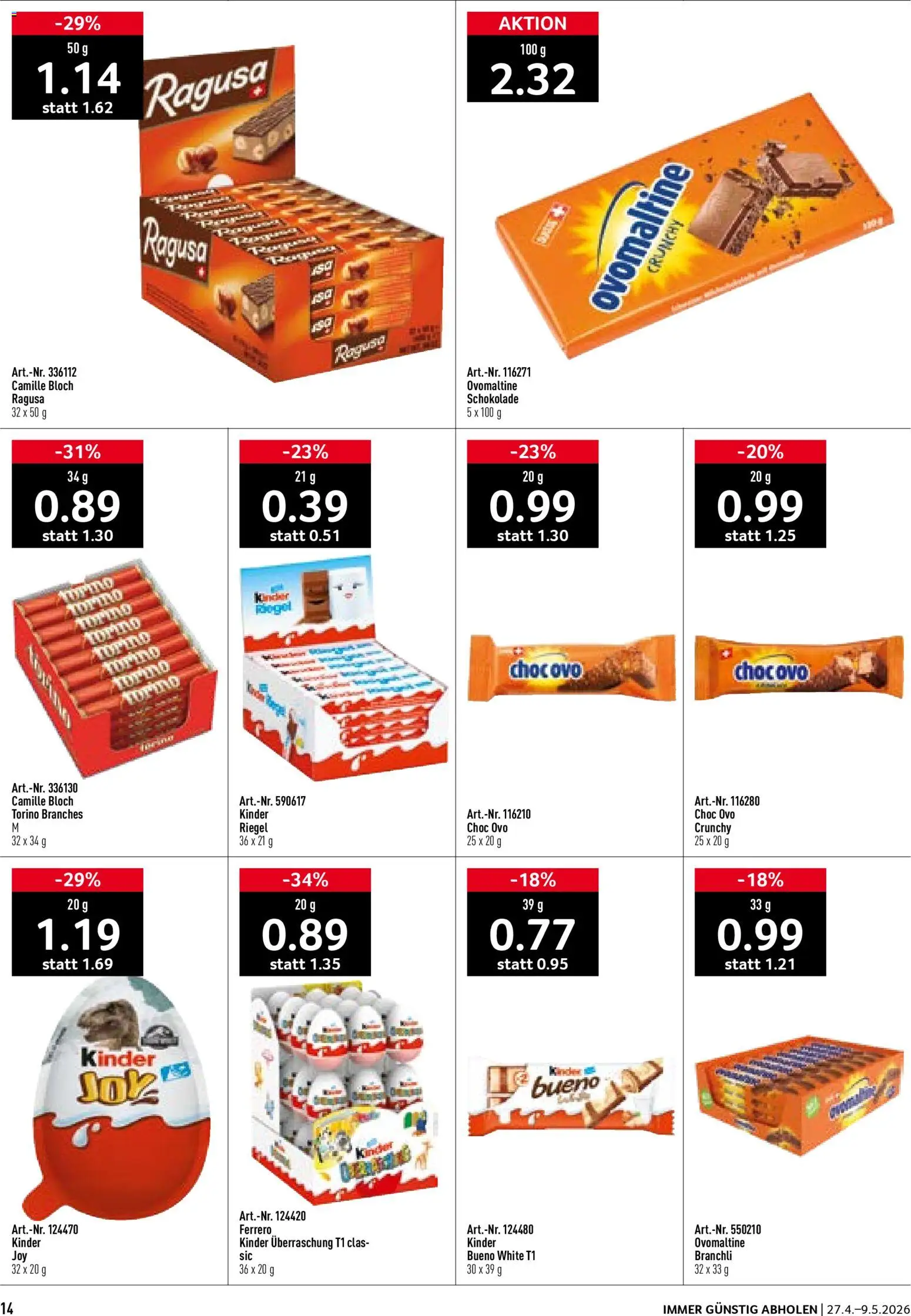 Prodega aktionen Kiosk – gültig ab 27.04.2026 | Seite: 14 | Produkte: Schokolade