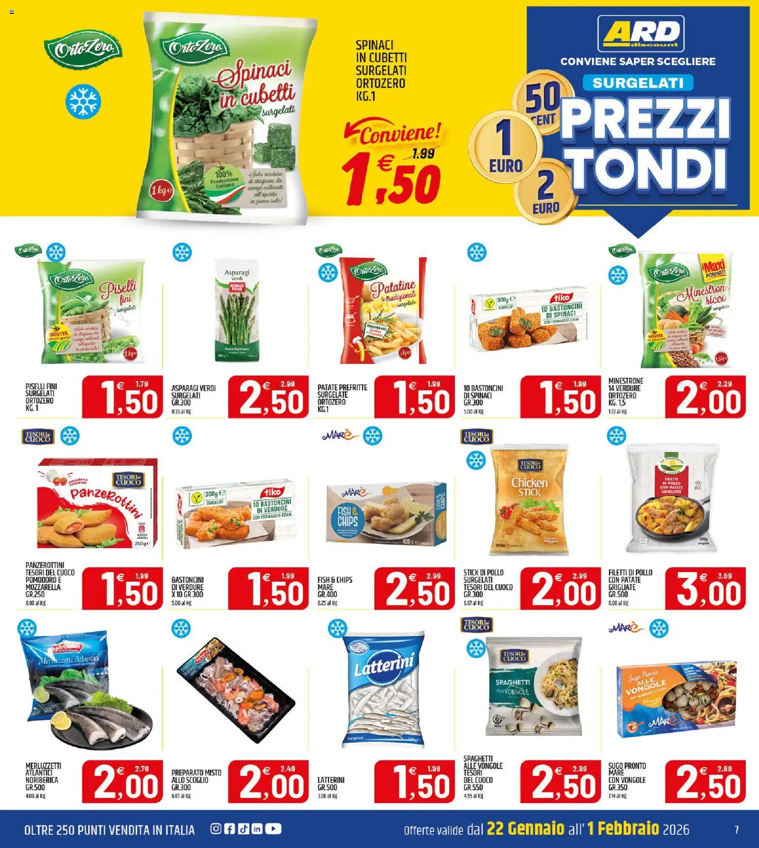 Volantino ARD Discount del 22.01.2026 | Pagina: 7 | Prodotti: Patate, Formaggio, Piselli, Sugo