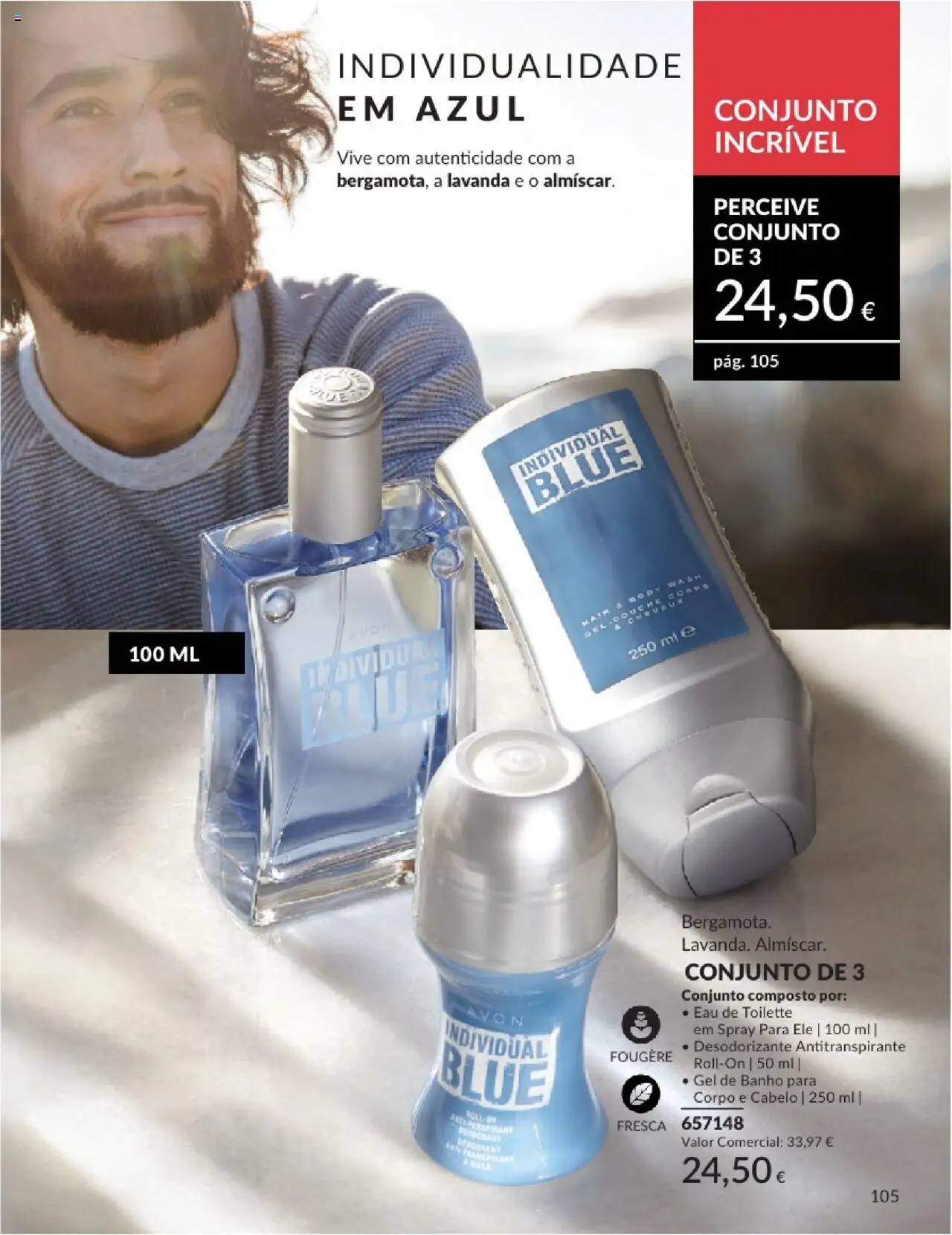 Catálogo Avon Campanha 8 │ válido de 01.08.2025 | Página: 105 | Produtos: Eau de toilette, Gel de banho, Desodorizante, Banho