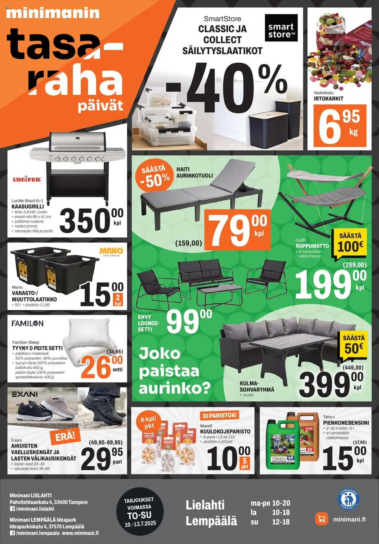  | Sivu: 1 | Tuotteet: Irtokarkit, Ritilä, Aurinkotuoli, Sohvaryhmä