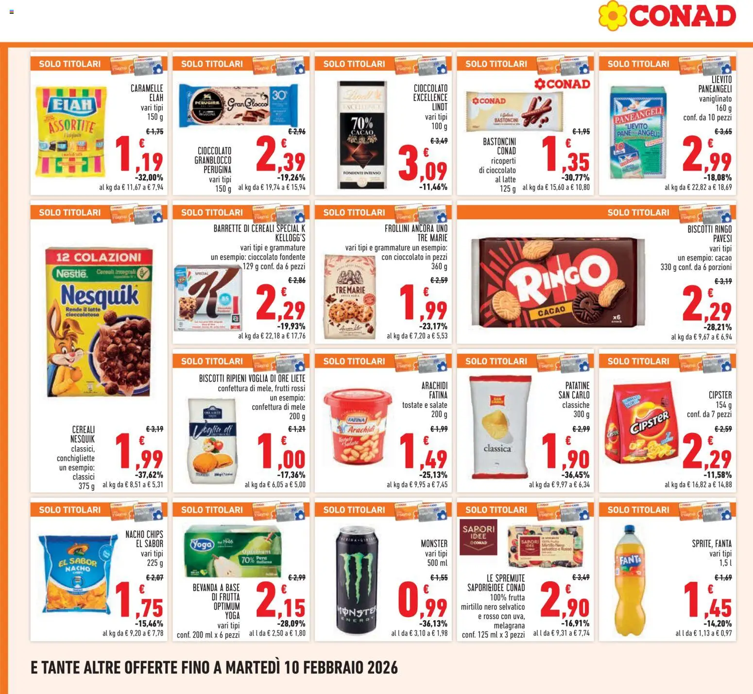 Volantino Conad del 29.01.2026 | Pagina: 20 | Prodotti: Pane, Biscotti, Frutta, Latte