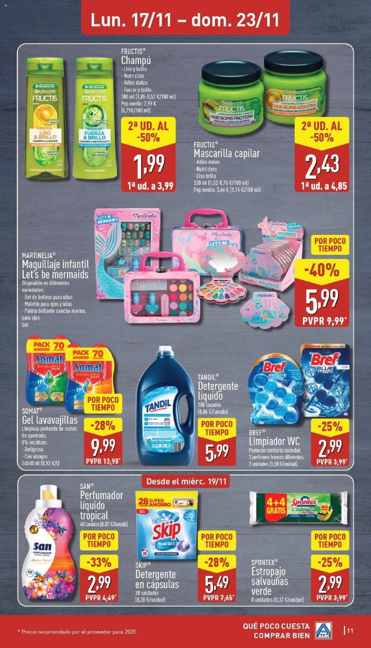 Aldi folleto Canarias │ válido desde el 17.11.2025 | Página: 11 | Productos: Champú, Detergente, Ropa, Lavavajillas