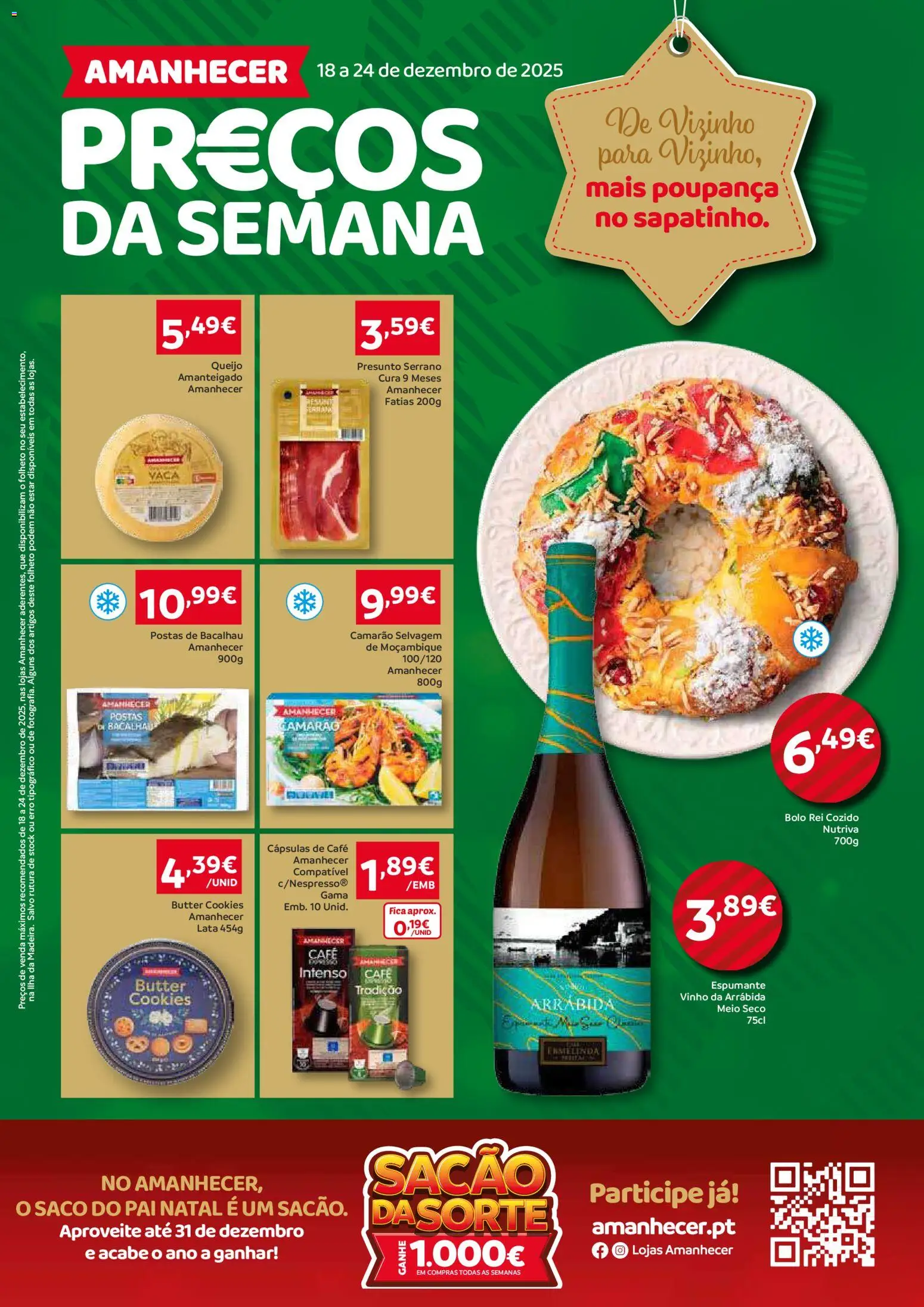 Amanhecer Folheto Madeira │ válido de 18.12.2025 | Página: 1 | Produtos: Espumante, Camarão, Queijo, Vinho