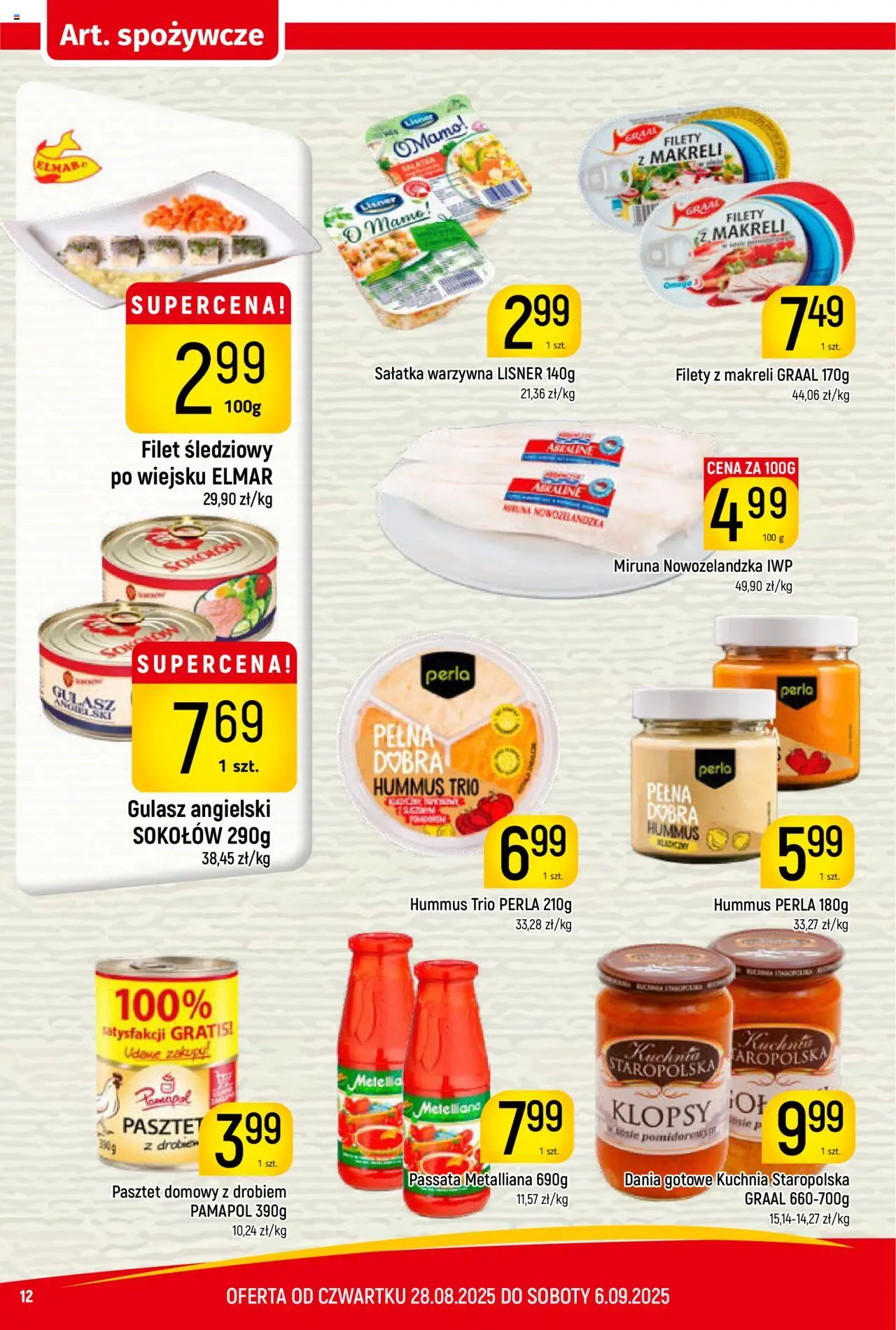 Piotruś Pan Gazetka od 28.08.2025 | Strona: 12 | Produkty: Gulasz angielski, Hummus, Gulasz, Dania gotowe