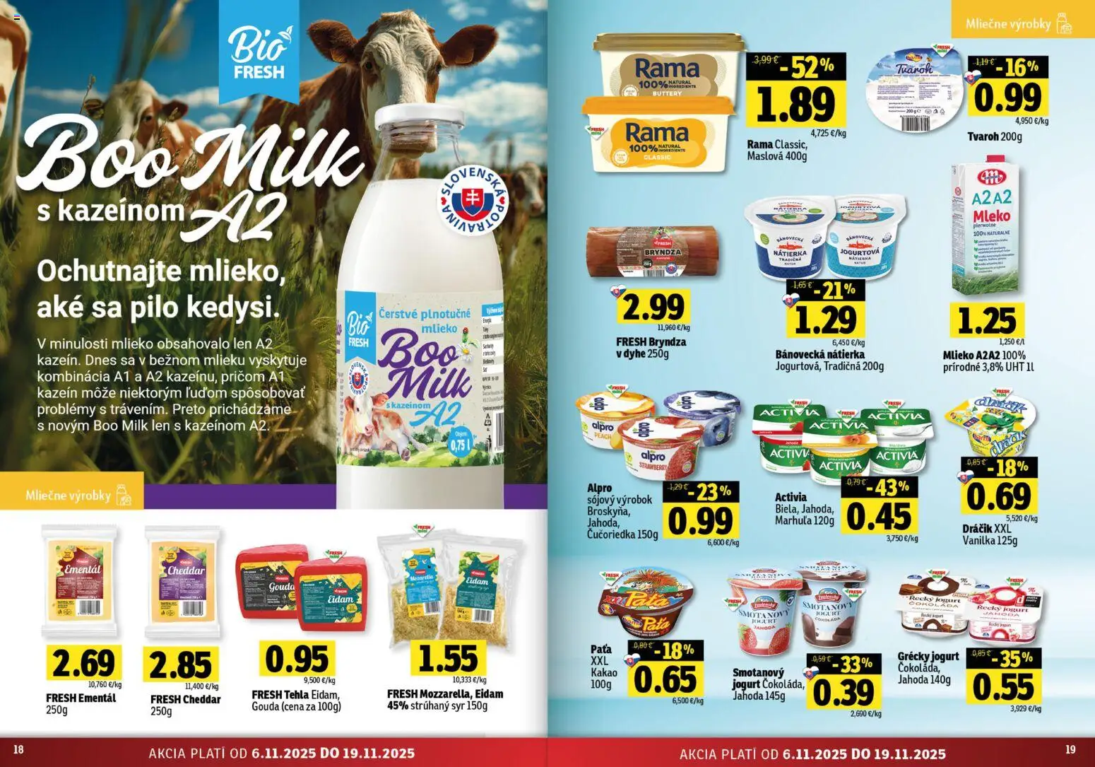 Nové Fresh akcie – leták je platný od 06.11.2025 | Strana: 10 | Produkty: Jogurt, Bryndza, Rama, Alpro