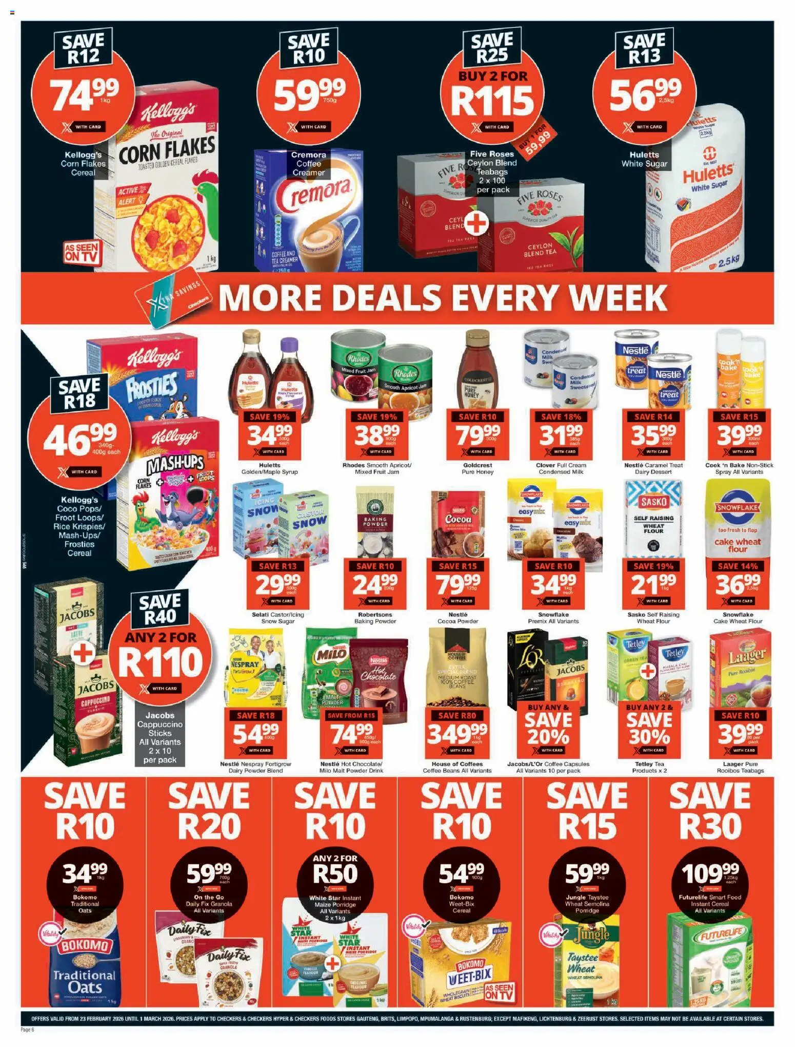New Checkers catalogue – valid from 23.02.2026 | Page: 6 | Products: Oats, Condensed milk, Sugar, Caramel