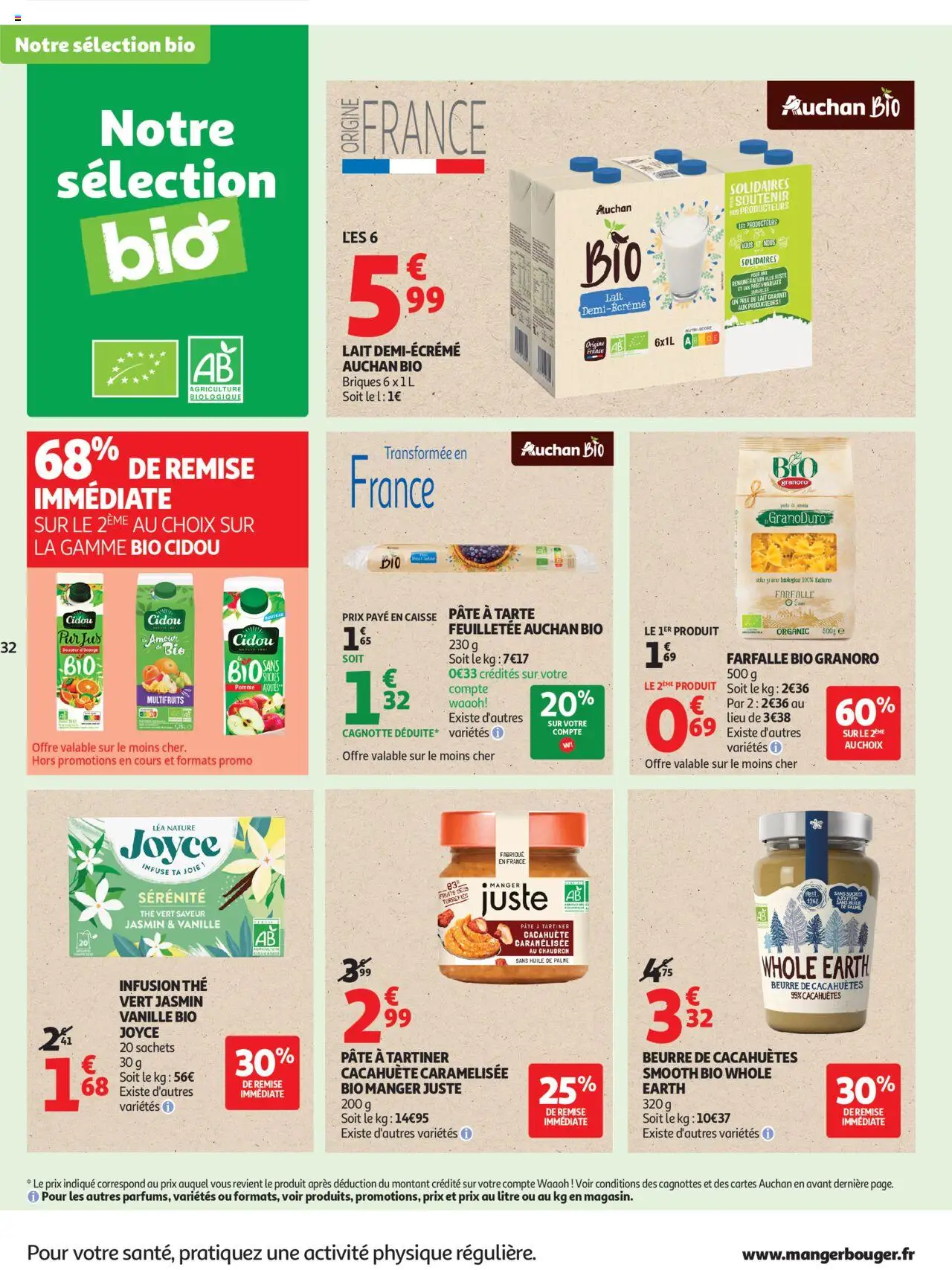{H1} | Page: 32 | Produits: Pomme, Briques, Beurre de cacahuètes, Lait