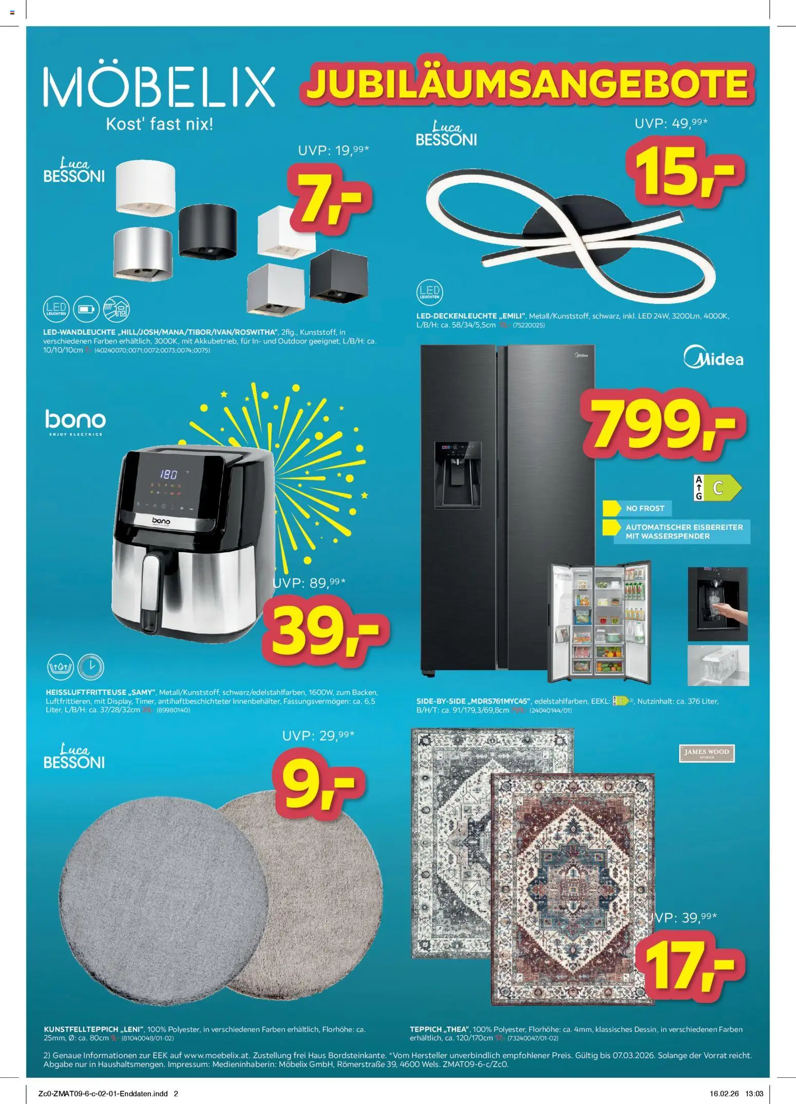 Möbelix Jubiläumsangebote gültig ab 23.02.2026 | Seite: 1 | Produkte: Teppich