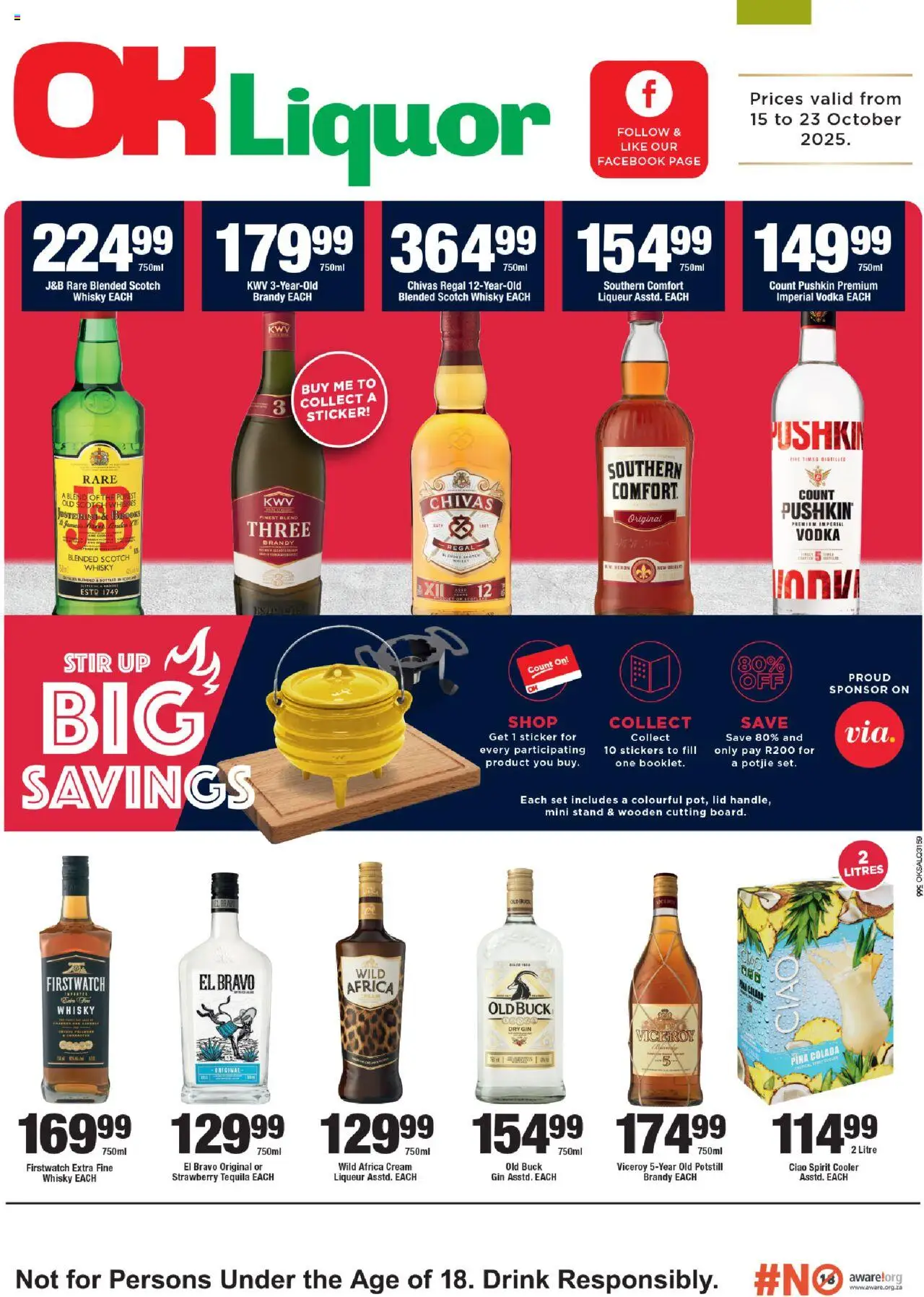 New OK Foods catalogue – valid from 15.10.2025 | Page: 1 | Products: Brandy, Cooler, Gin, Cream
