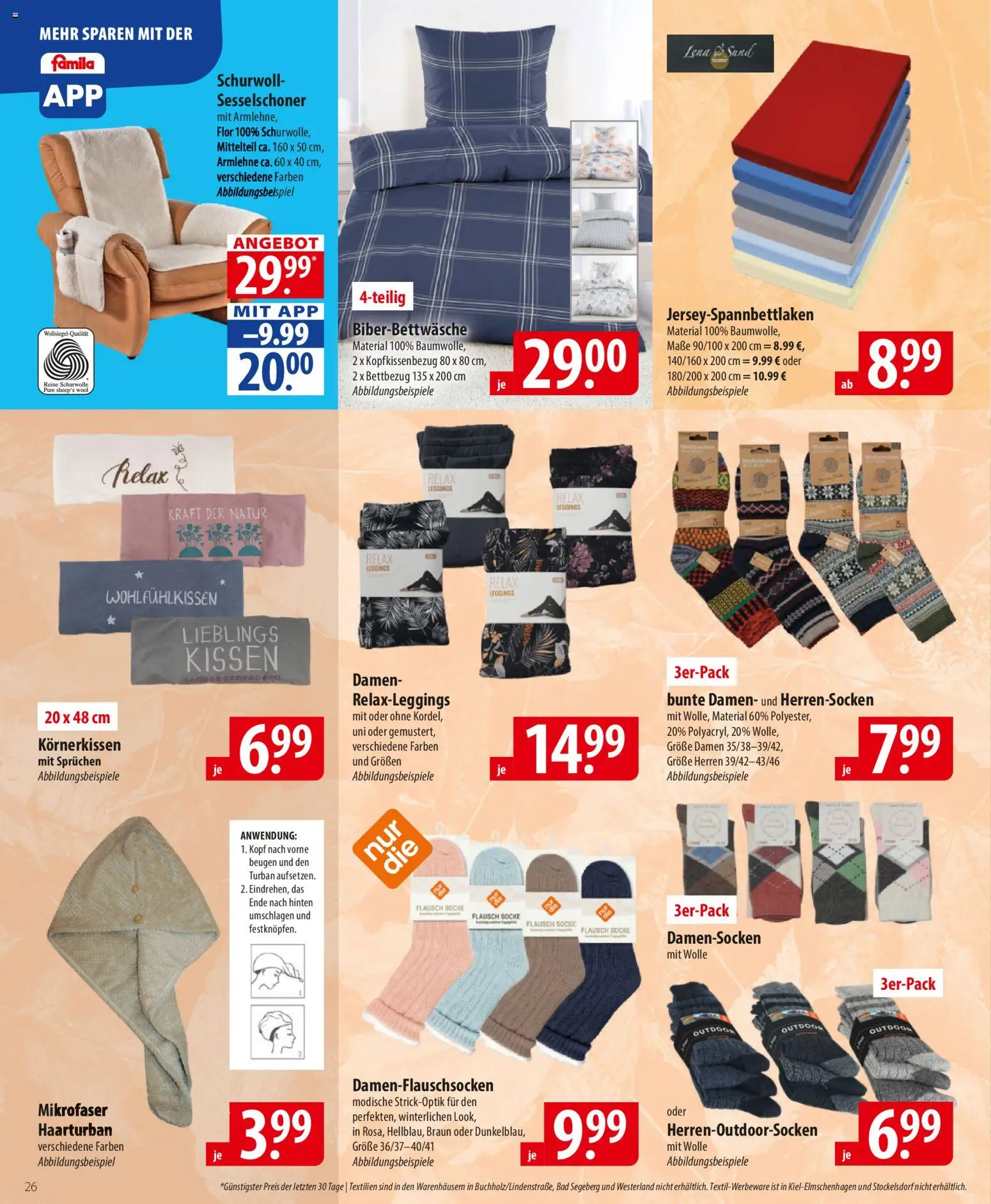 Famila Prospekt 	 – gültig ab 17.11.2025 | Seite: 26 | Produkte: Kissen, Bad, Leggings