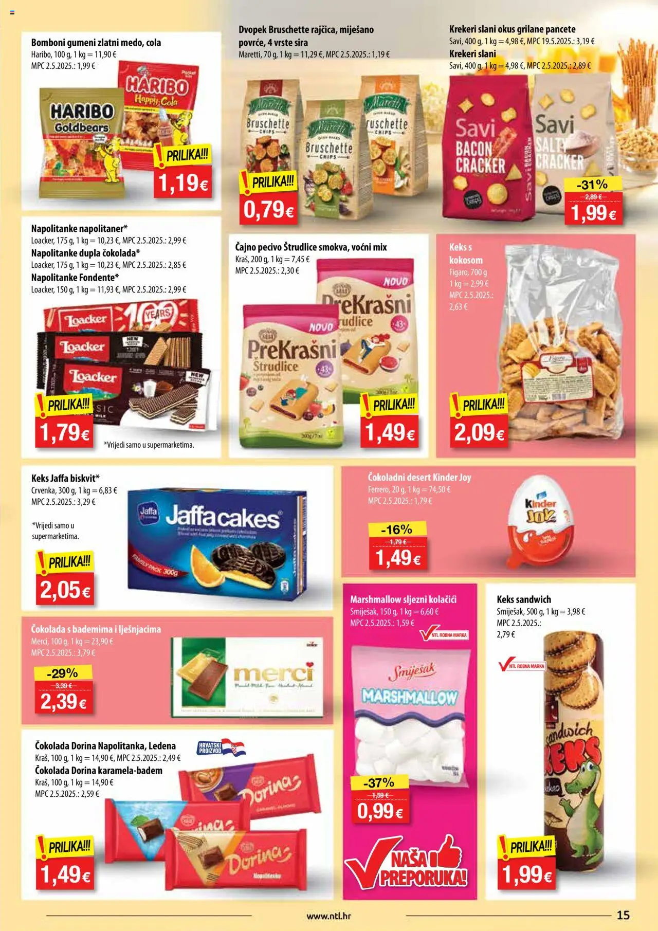 NTL katalog | vrijedi od 08.10.2025 | Stranica: 15 | Proizvodi: Bomboni, Keks, Kolačići, Napolitanke
