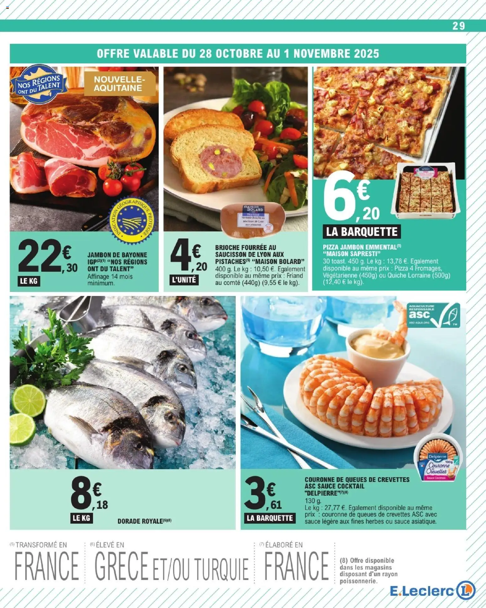 {H1} | Page: 29 | Produits: Saucisson, Crevettes, Dorade royale, Pistaches