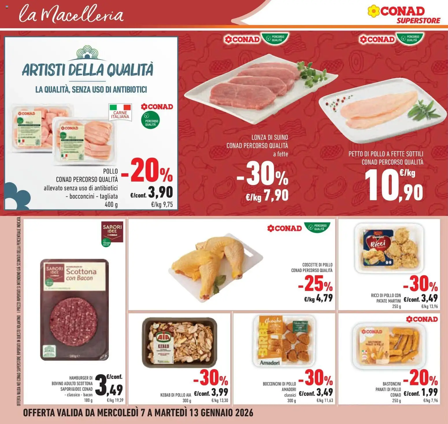 Volantino Conad del 07.01.2026 | Pagina: 20 | Prodotti: Petto di Pollo, Patate, Suino, Hamburger