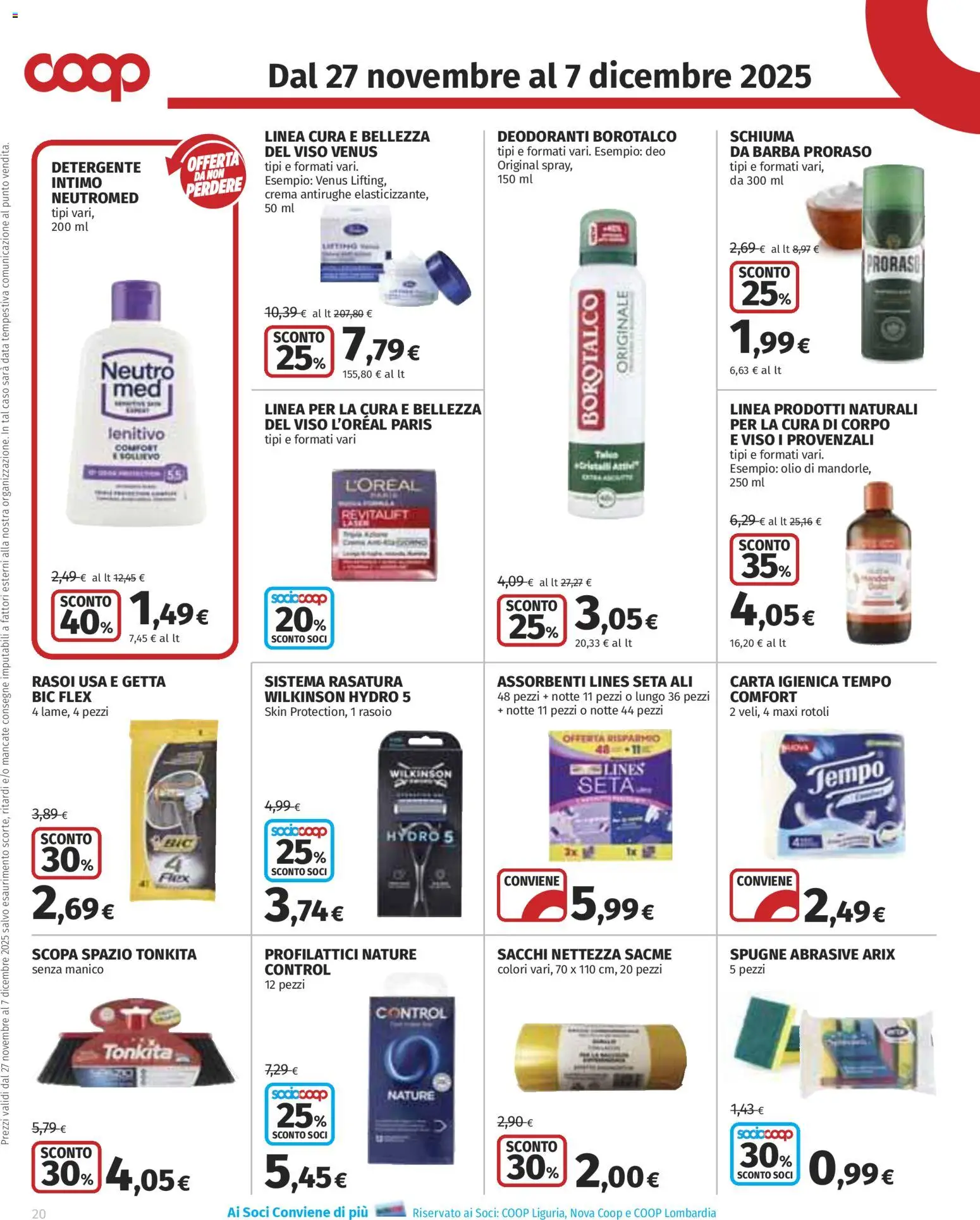 Volantino COOP del 27.11.2025 | Pagina: 20 | Prodotti: Crema, Carta igienica, Intimo, Olio