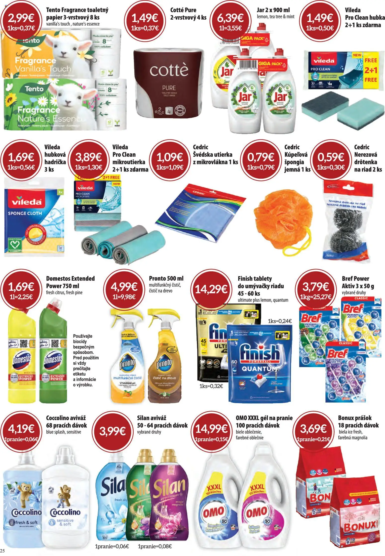 Nové CBA Verex akcie – leták je platný od 05.03.2026 | Strana: 25 | Produkty: Silan, Aviváž, Coccolino, Domestos