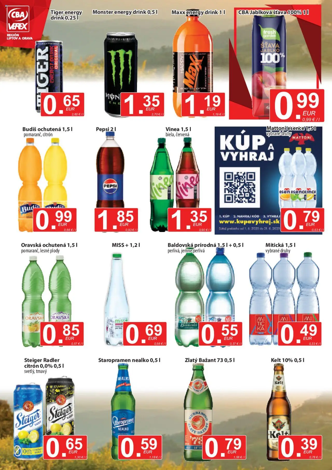 CBA Verex leták │ platný od 21.08.2025 | Strana: 10 | Produkty: Kelt, Staropramen, Baldovská, Vinea