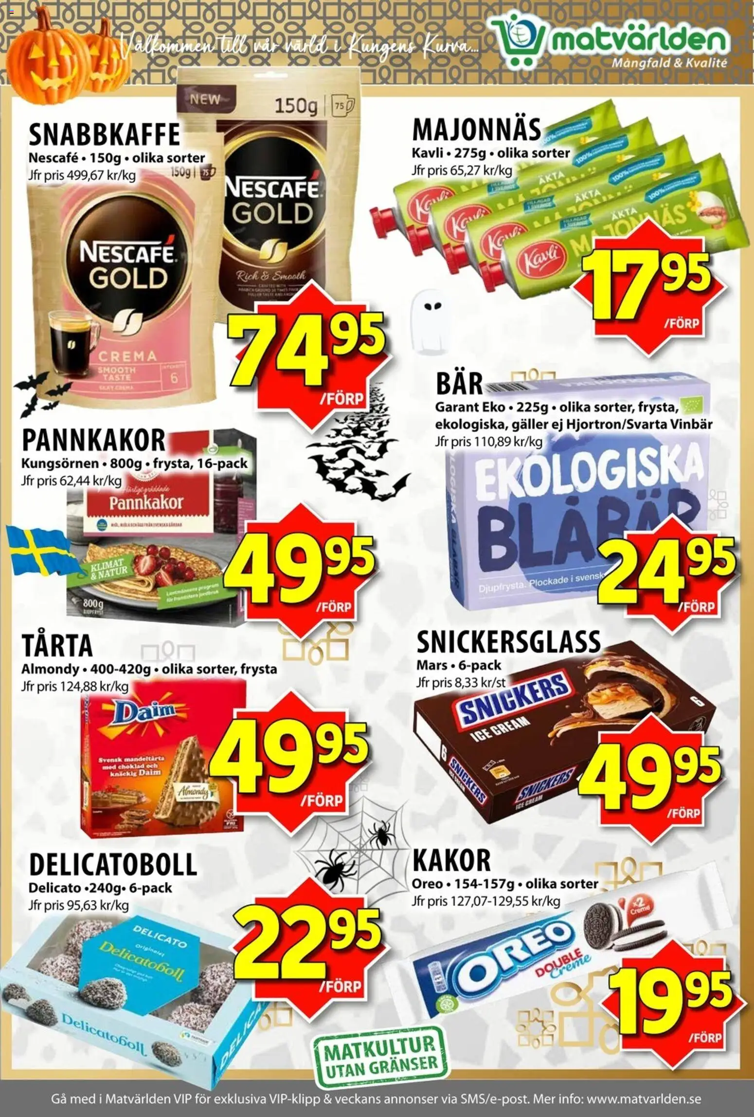 Matvärlden reklamblad aktuell från 27.10.2025 | Sida: 5 | Produkter: Galler, Majonnäs, Choklad, Mandeltårta