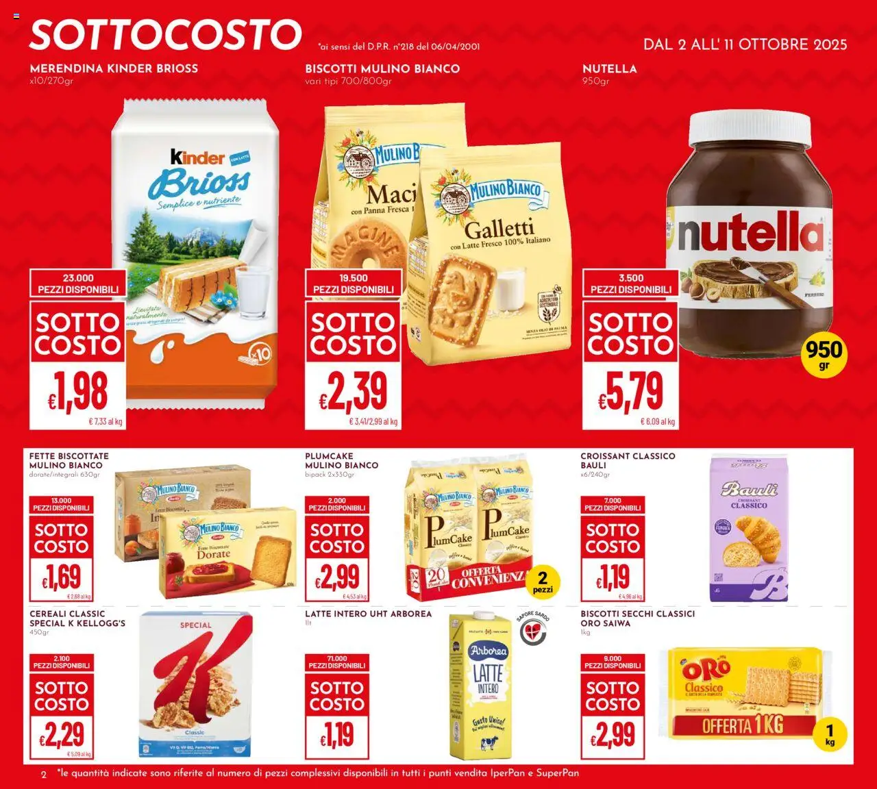Volantino Pan del 02.10.2025 | Pagina: 2 | Prodotti: Panna, Biscotti, Croissant, Fette biscottate