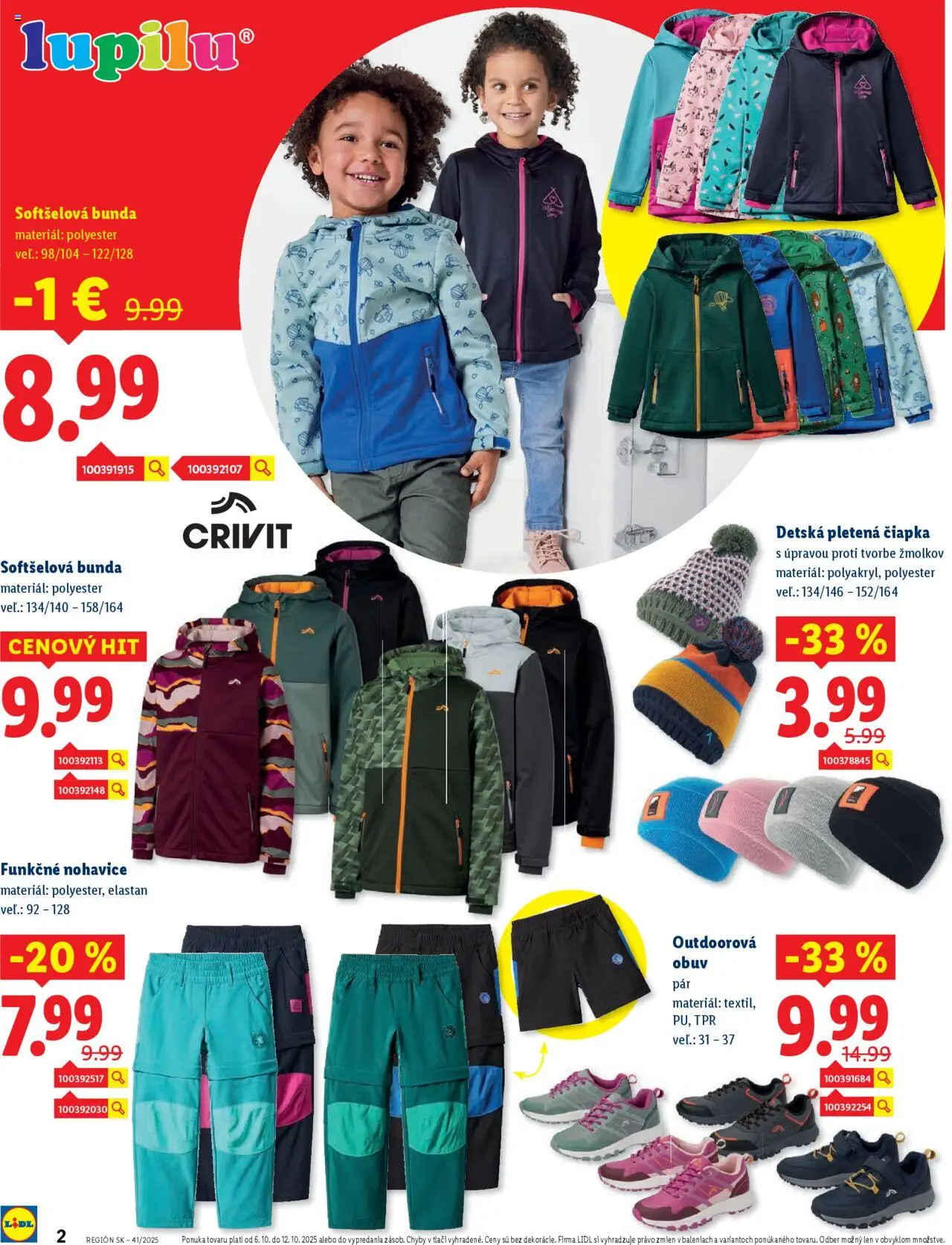 Nové Lidl akcie – leták je platný od 06.10.2025 | Strana: 2 | Produkty: Bunda, Nohavice, Čiapka