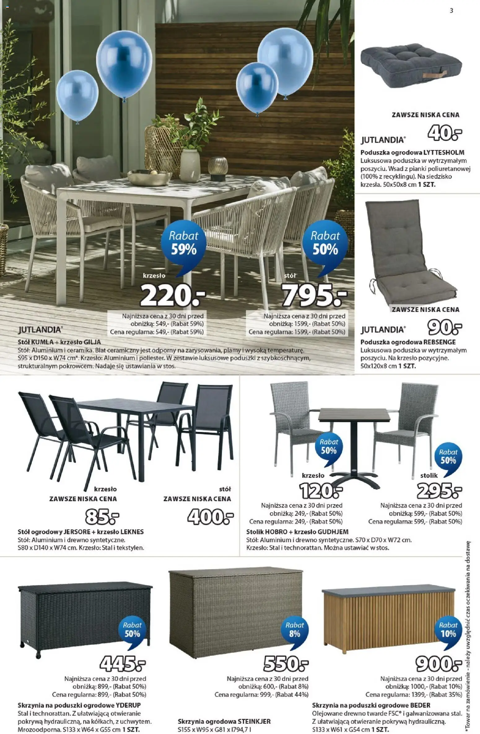 JYSK gazetka od 22.04.2026 | Strona: 3 | Produkty: Poduszka, Stół, Krzesło, Pianki