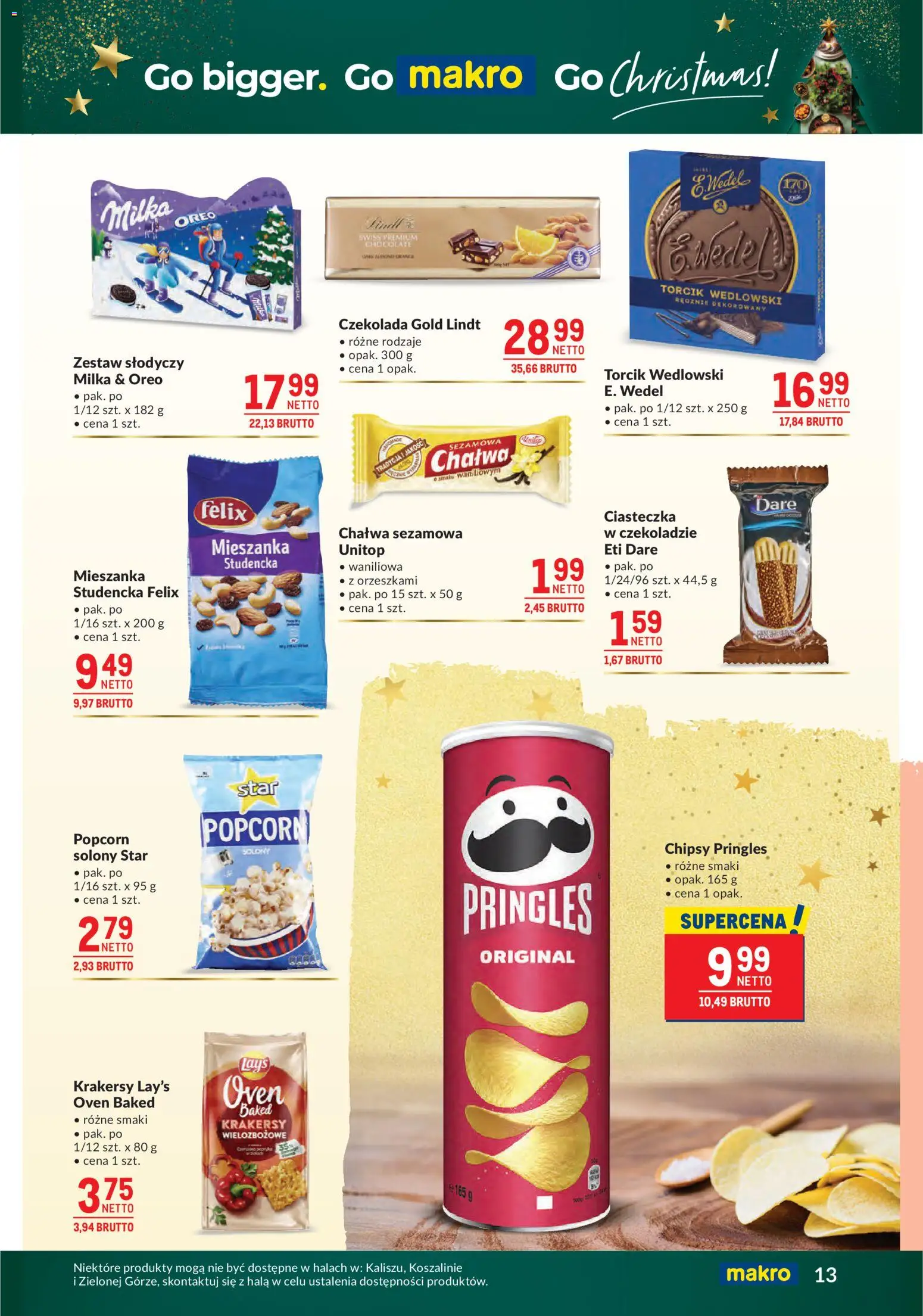 Makro Gazetka od 09.12.2025 | Strona: 13 | Produkty: Chipsy, Chipsy pringles, Milka, Popcorn