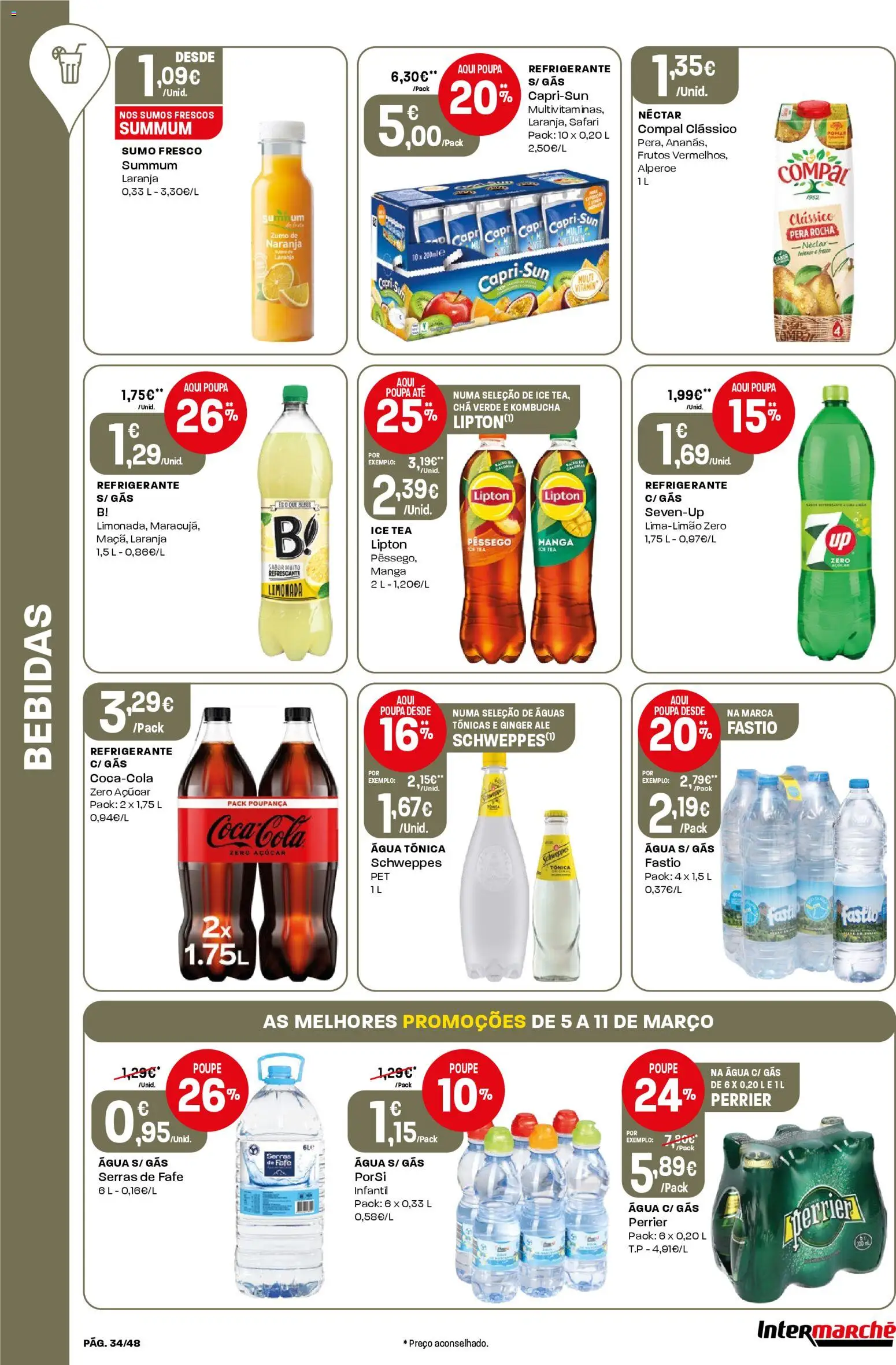 Intermarché folheto │ válido de 05.03.2026 | Página: 34 | Produtos: Refrigerante, Sumo, Chá, Açúcar