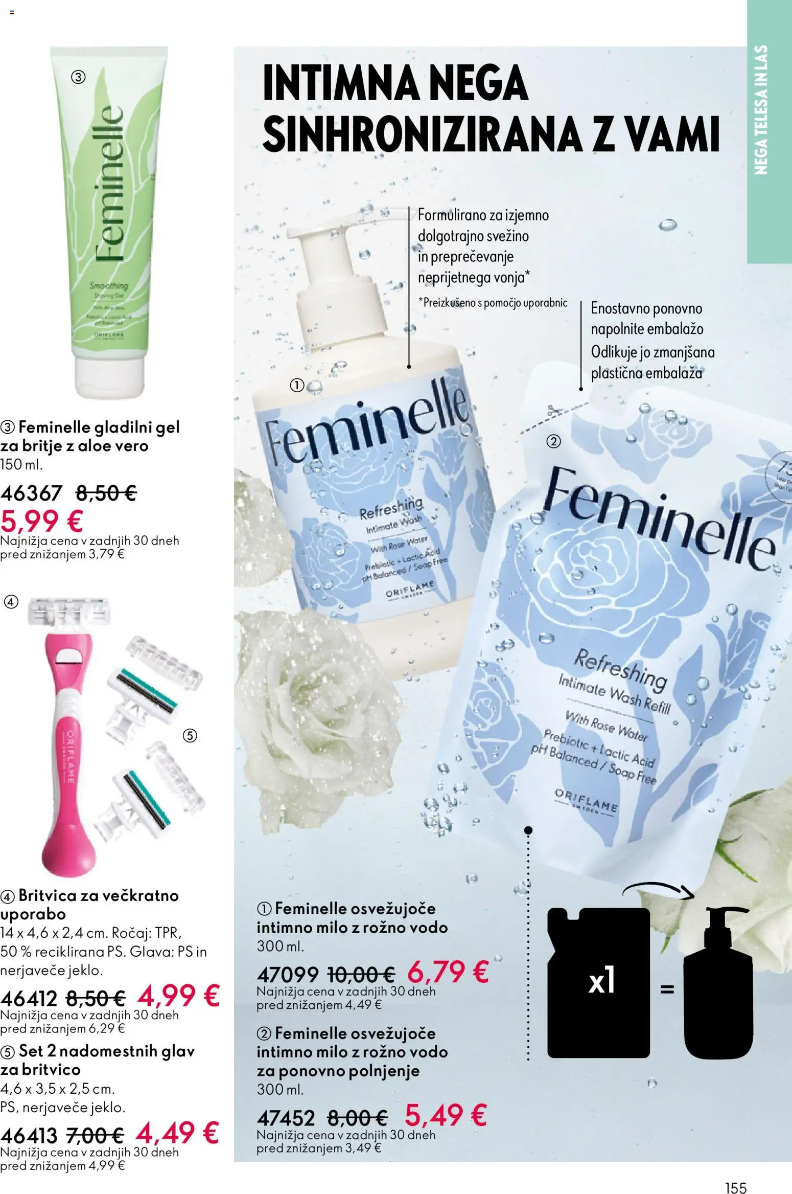 Novi Oriflame katalog ponudbe – veljaven od 19.11.2025 | Stran: 155 | Izdelki: Gel za britje, Intimno milo, Milo
