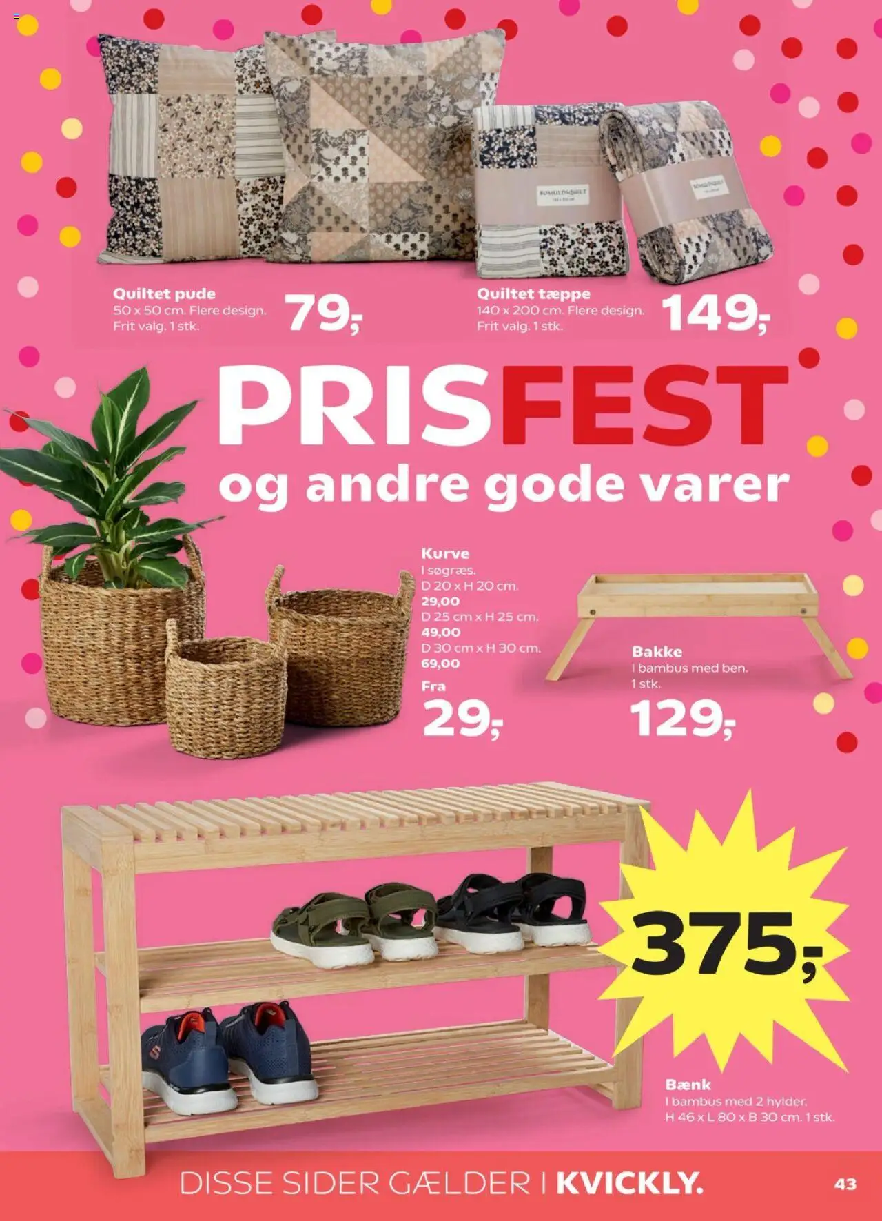 Kvickly Tilbudsavis gyldig fra 08.08.2025 | Side: 45 | Produkter: Pude, Tæppe, Bænk