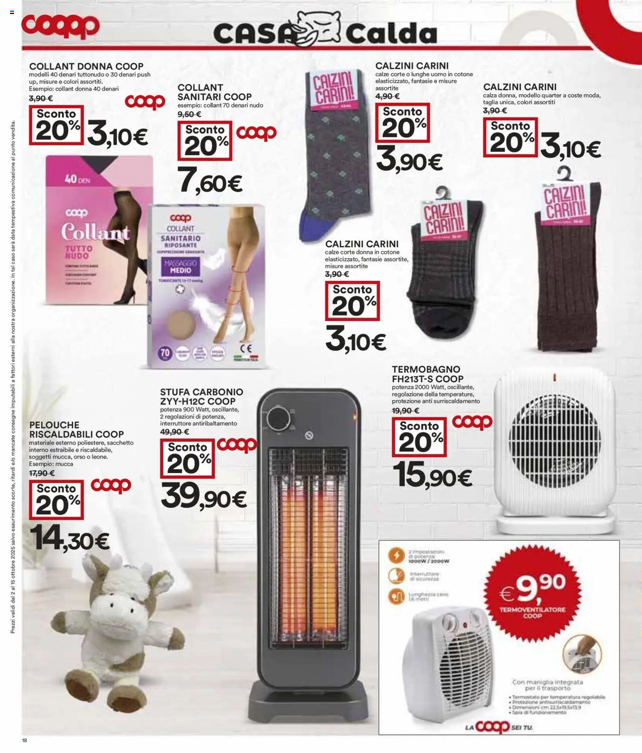 Volantino COOP del 02.10.2025 | Pagina: 18 | Prodotti: Calzini, Stufa, Data, Cavo