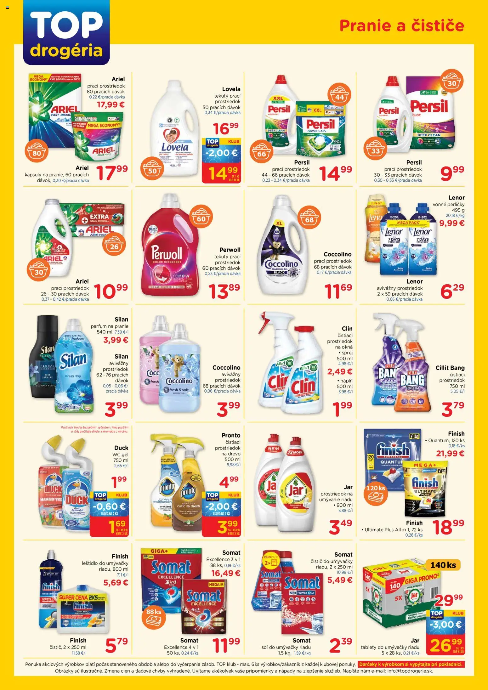 Nové TOP Drogéria akcie – leták je platný od 15.12.2025 | Strana: 4 | Produkty: Persil, Silan, Ariel, Soľ
