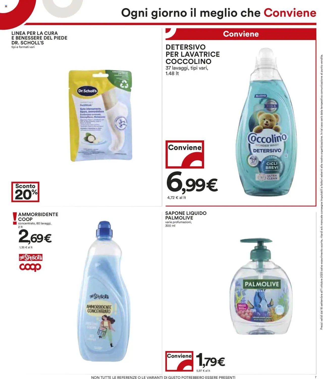 Volantino COOP del 18.09.2025 | Pagina: 7 | Prodotti: Sapone, Ammorbidente, Lavatrice