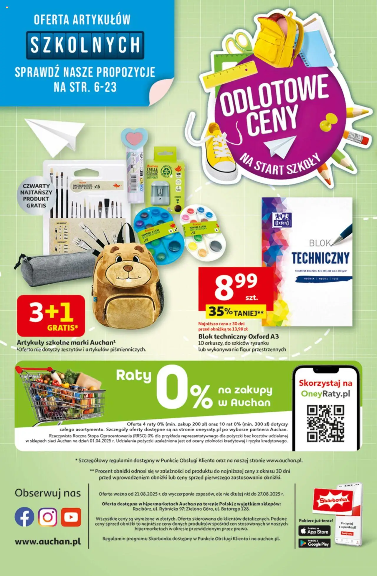 Auchan Gazetka - Odlotowe ceny na start szkoły Hipermarket od 21.08.2025 | Strona: 45 | Produkty: Gin, Artykuły szkolne