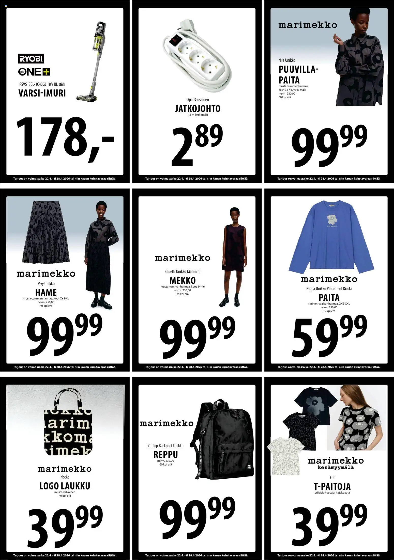 Tuuri tarjoukset – voimassa 22.04.2026 alkaen | Sivu: 13 | Tuotteet: Hame, Paita, Reppu, Mekko