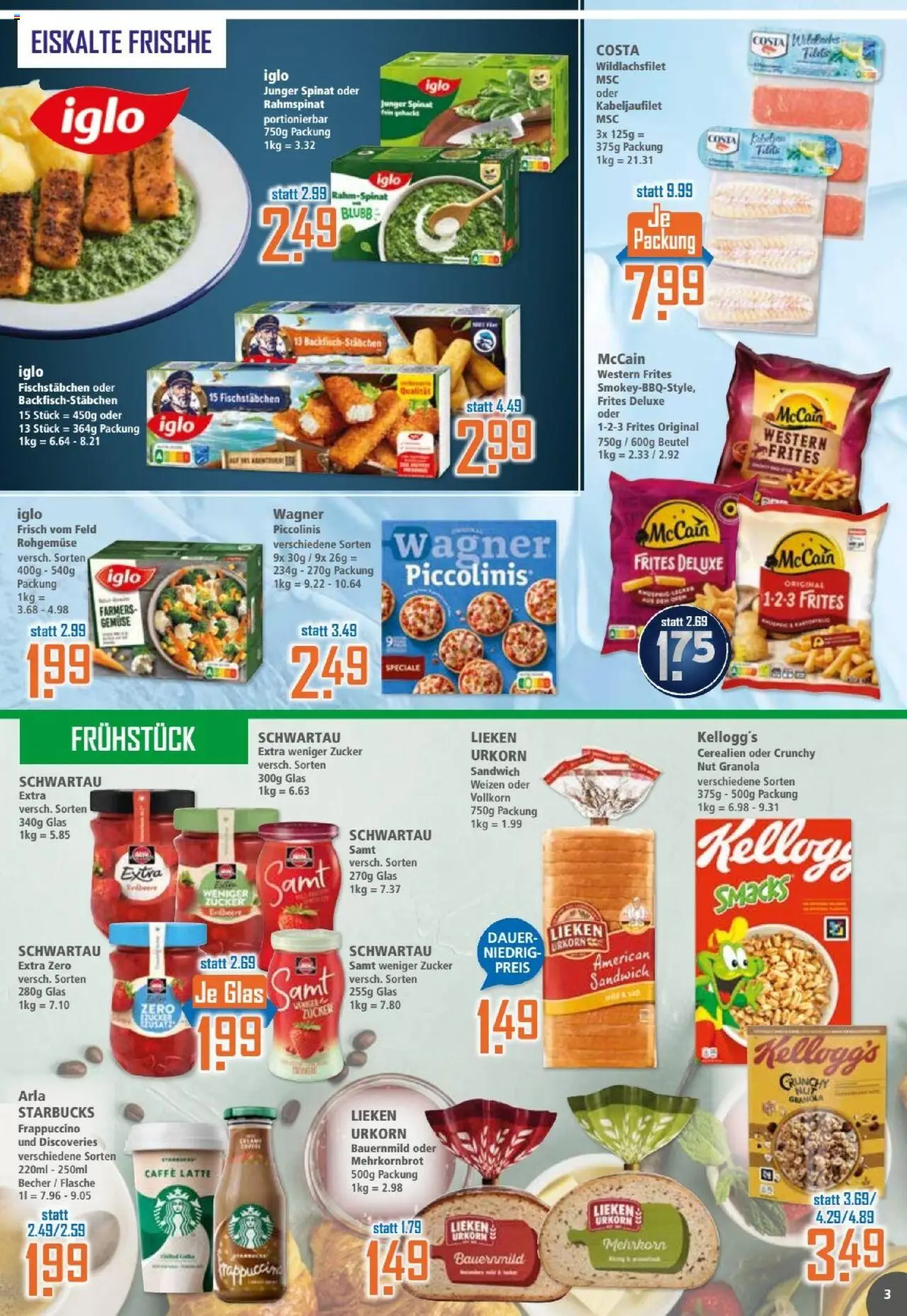Klaas & Kock Prospekt – gültig ab 22.09.2025 | Seite: 3 | Produkte: Iglo, Kellogg's, Gemüse, Zucker